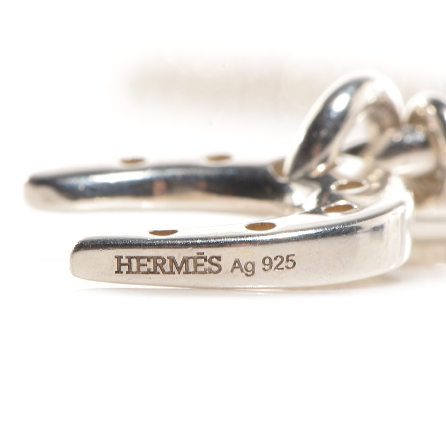 HERMES Sterling Silver Horseshoe Toggle Necklace 75518