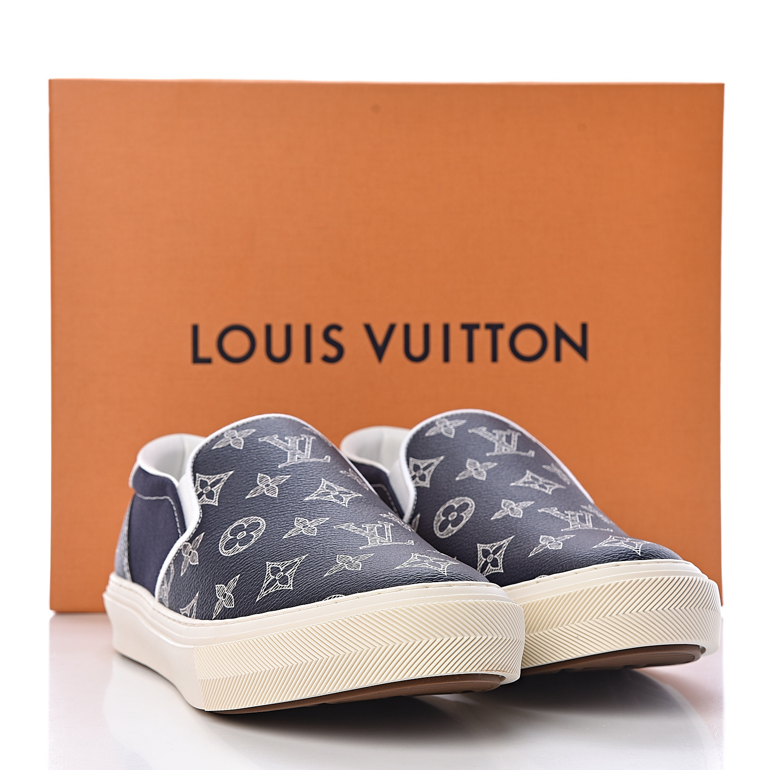 LOUIS VUITTON Monogram Mens Trocadero Slip On Sneakers 6 Encre 473875