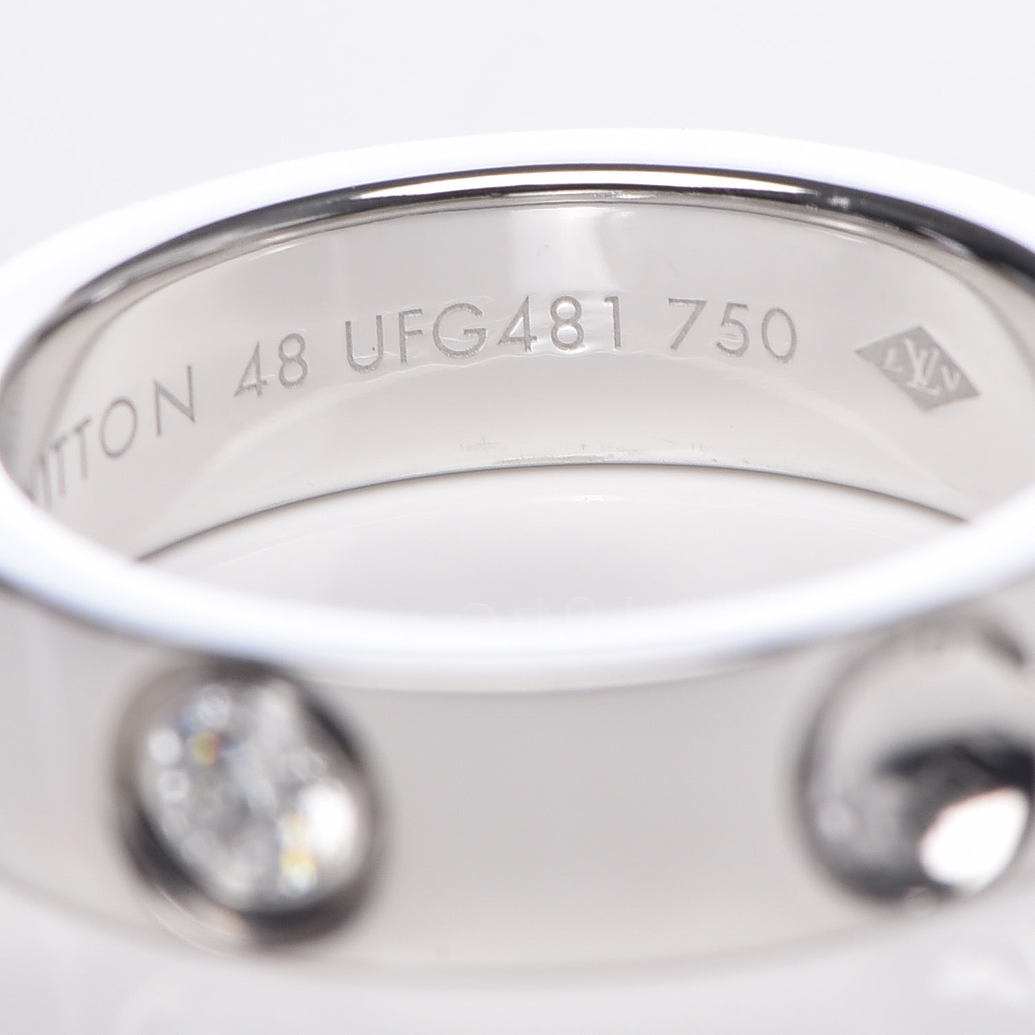 LOUIS VUITTON 18K White Gold Diamond Empreinte Ring 48 4.5 450021