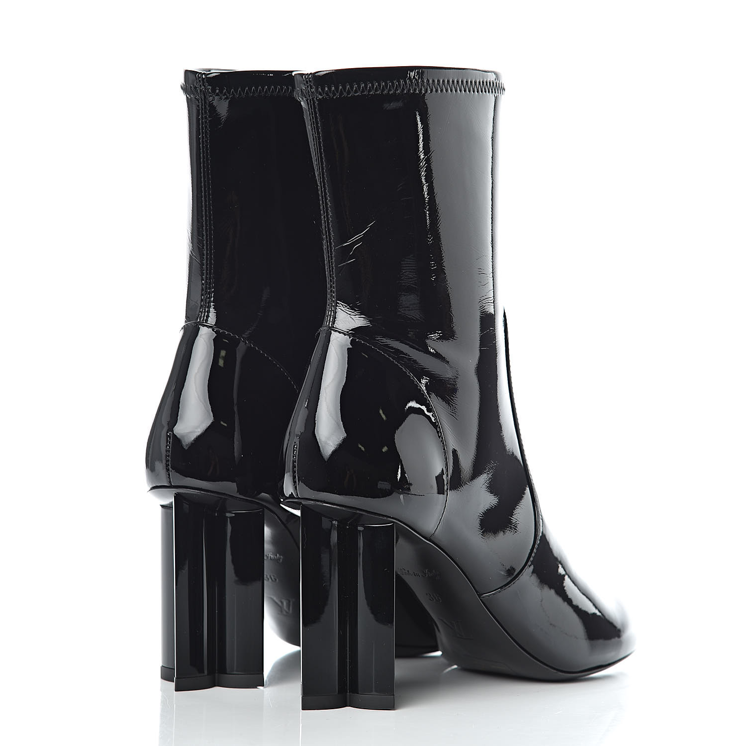 LOUIS VUITTON Patent Silhouette Ankle Boots 36 Black 420201