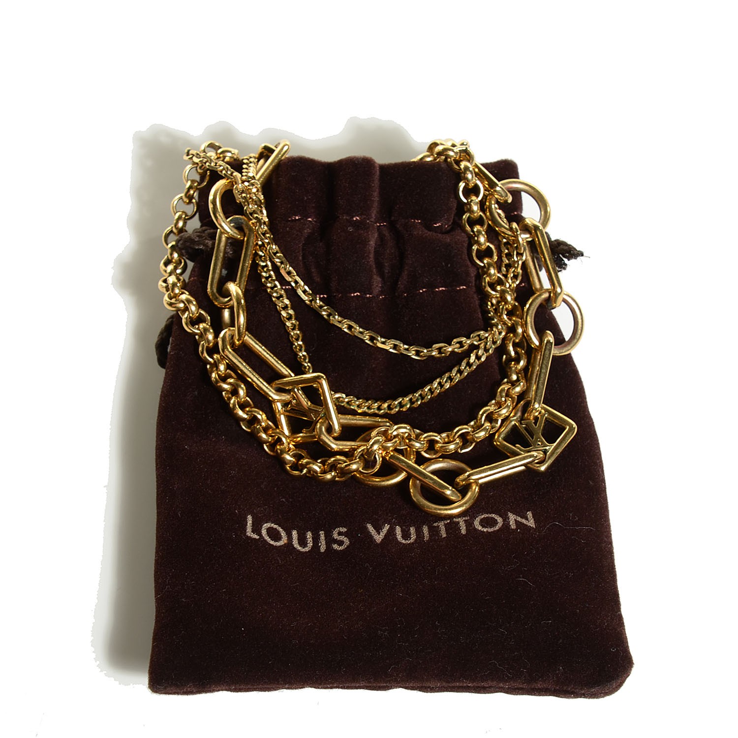 LOUIS VUITTON Collier Vegas Chain Necklace Gold 131963
