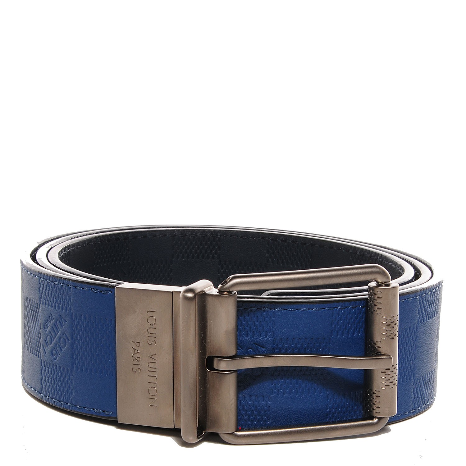 Louis Vuitton LV Unisex Damier Print 40mm Reversible Belt in Damier  Canvas-Blue - LULUX