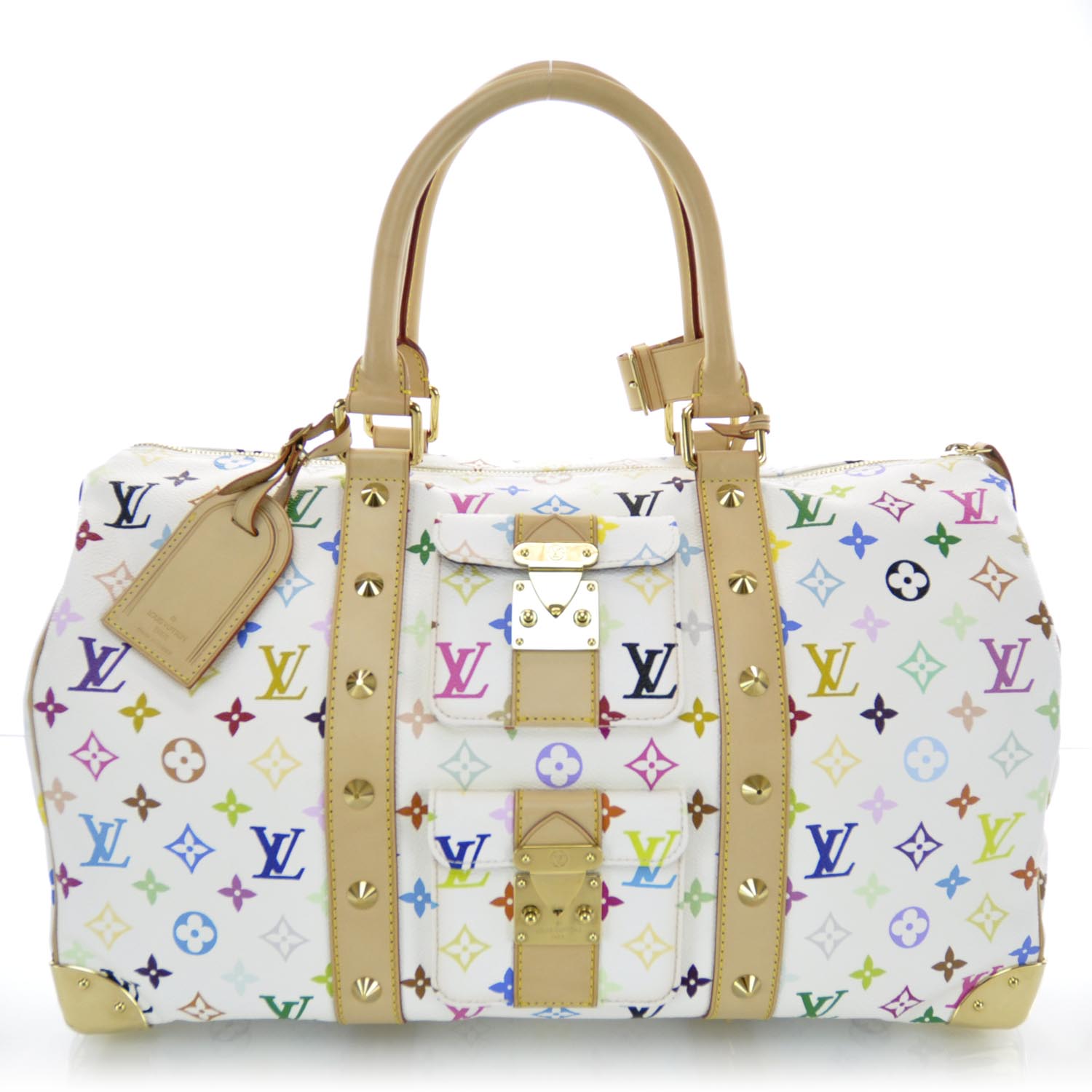 Louis Vuitton, Bags, Louis Vuitton Monogram Multicolor Keepall 45 Boston  Bag White