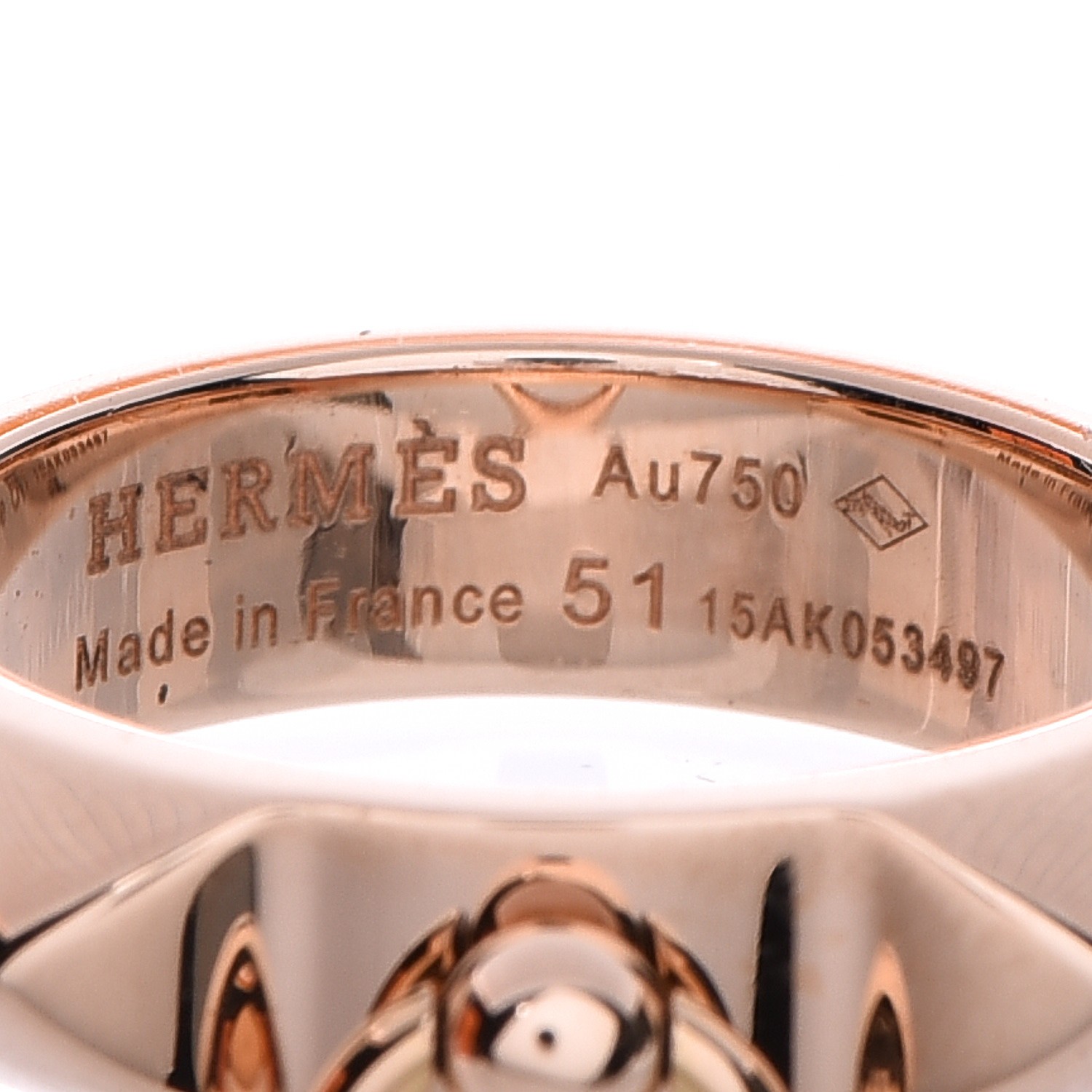 HERMES 18K Rose Gold Collier De Chien PM Ring 51 5.75 219005