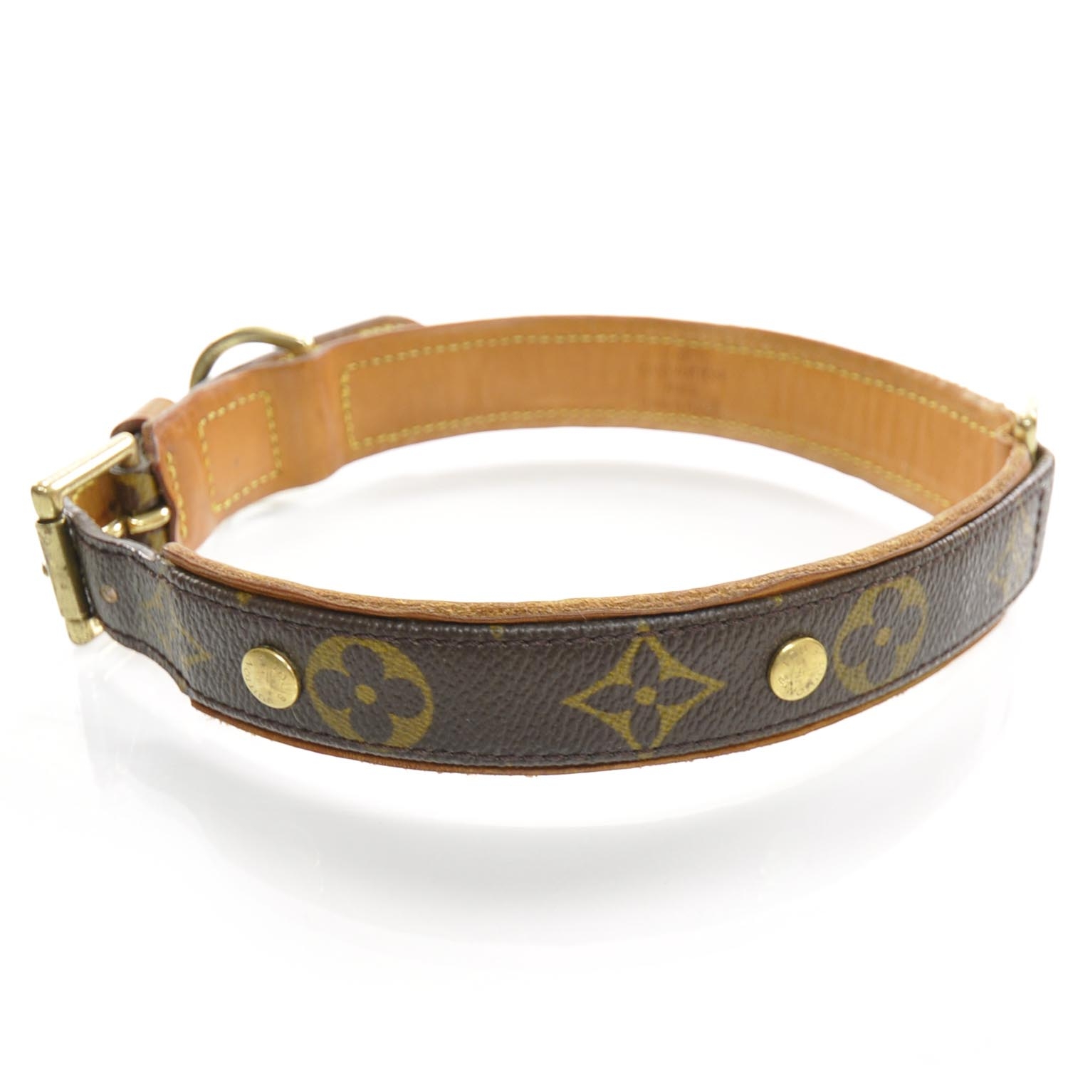 LOUIS VUITTON Monogram Baxter Dog Collar 23474