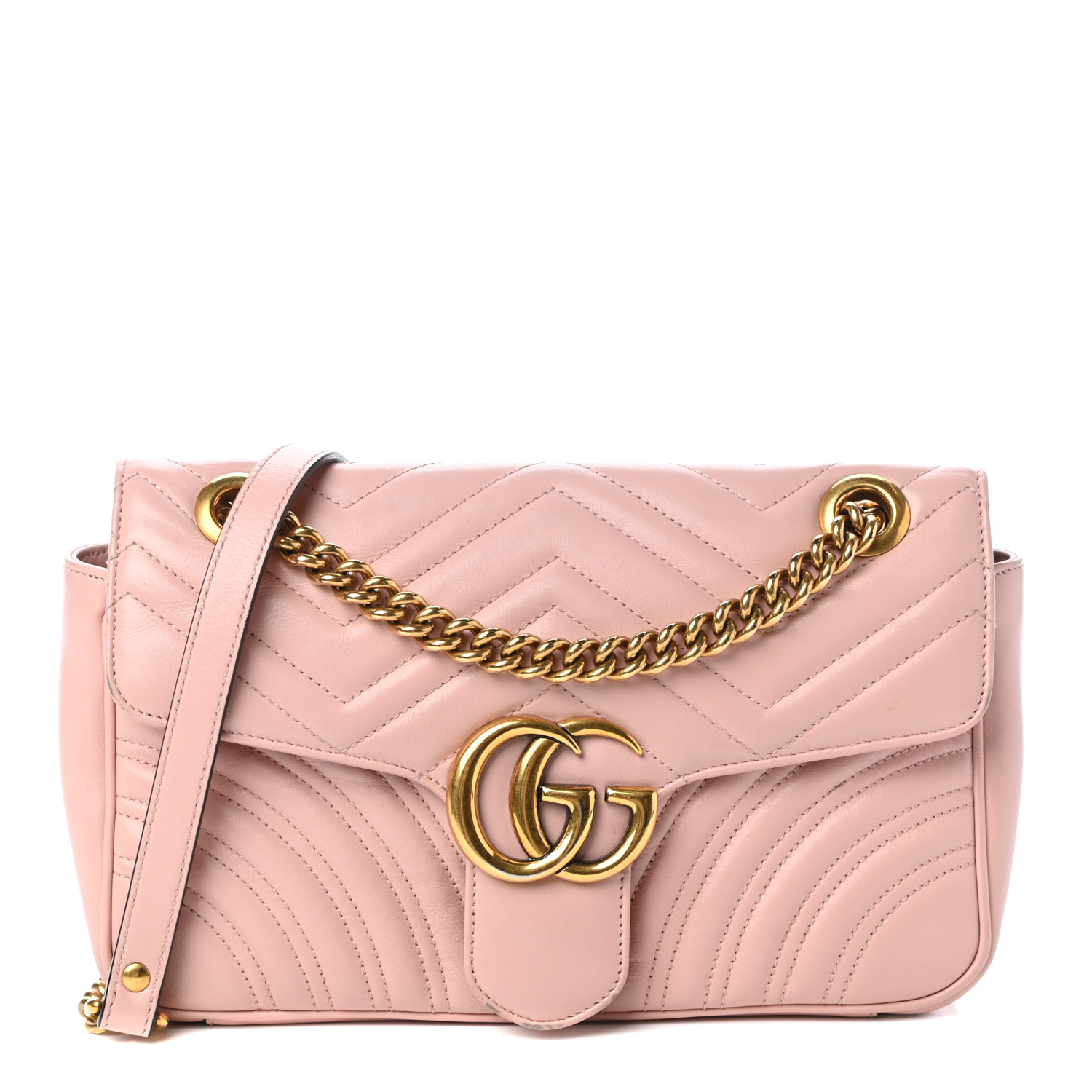 GUCCI Calfskin Matelasse Small Marmont Shoulder Perfect Pink 760791 | FASHIONPHILE