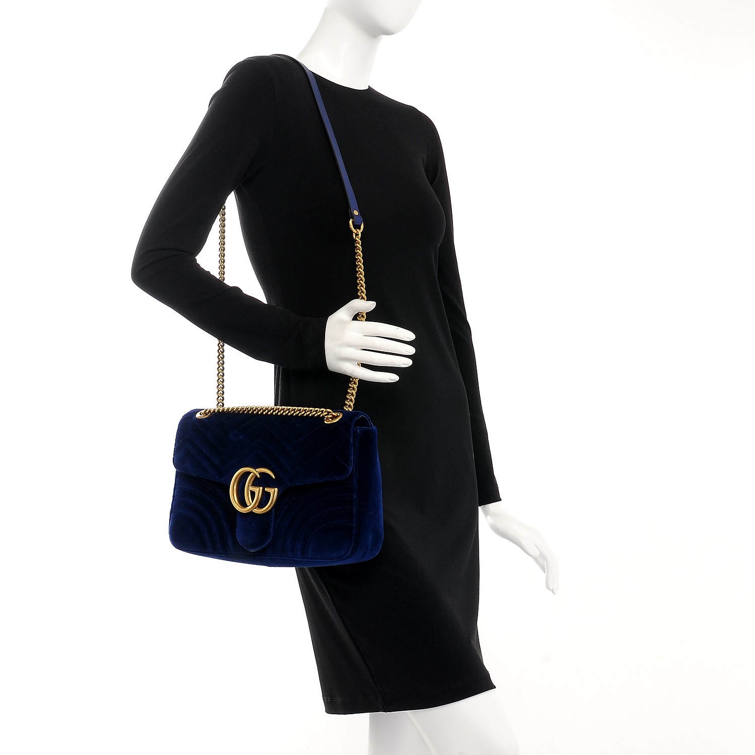 GUCCI GG Marmont Mini Matelasse Leather Crossbody Bag Black 474575