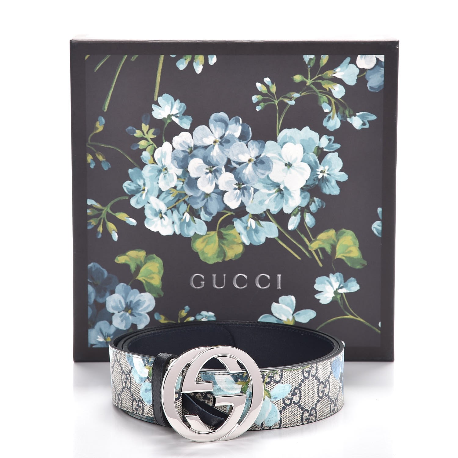 gucci blue floral belt