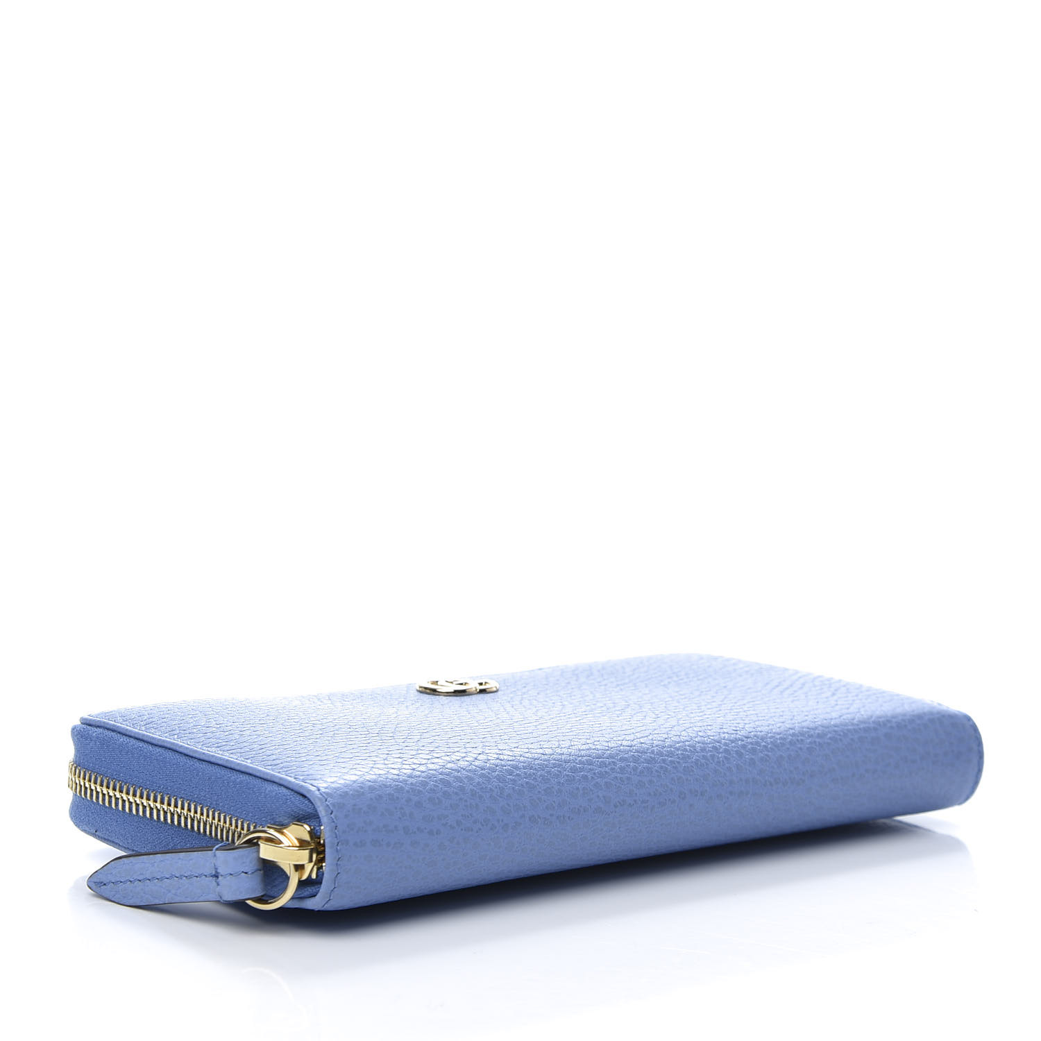 GUCCI Calfskin GG Marmont Zip Around Wallet Sky Blue 642182 | FASHIONPHILE