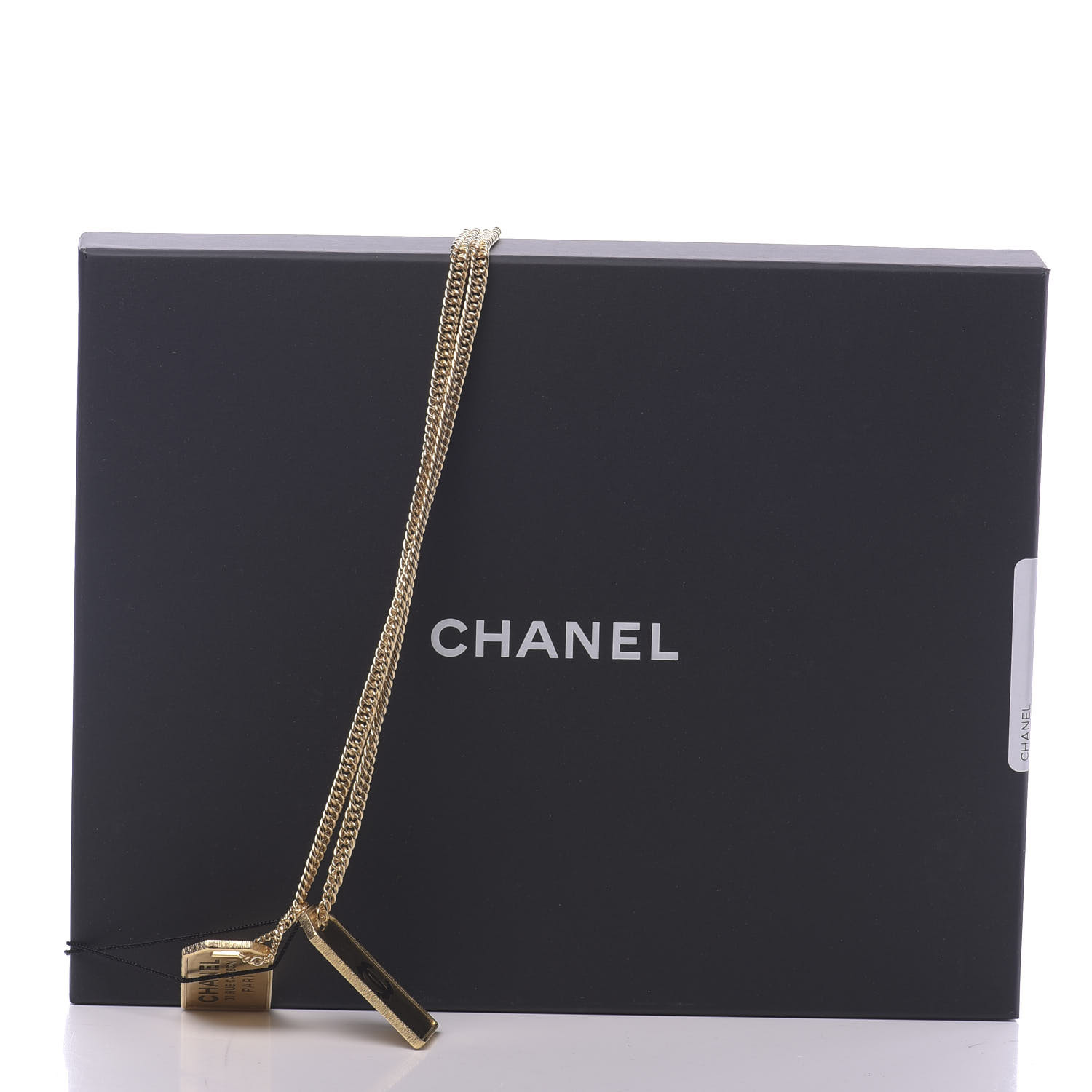 CHANEL ID Dog Tag Charm Necklace Gold 646037 | FASHIONPHILE