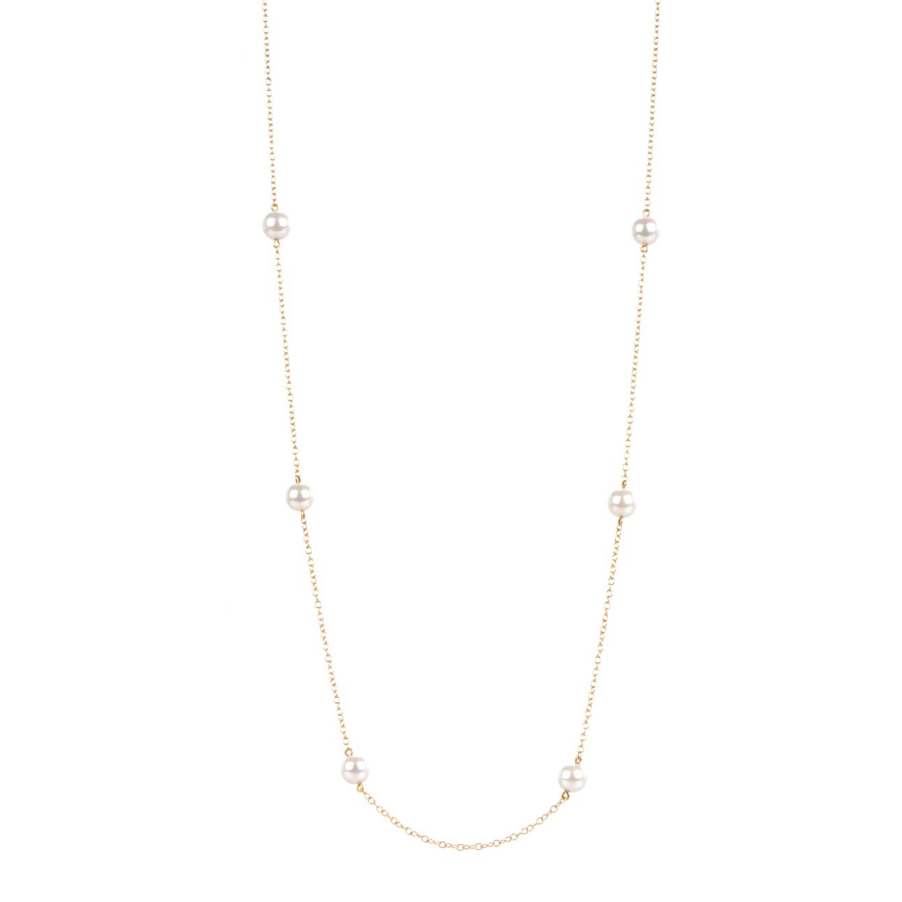 TIFFANY 18K Yellow Gold 7mm Elsa Peretti Pearls By The Yard Necklace ...