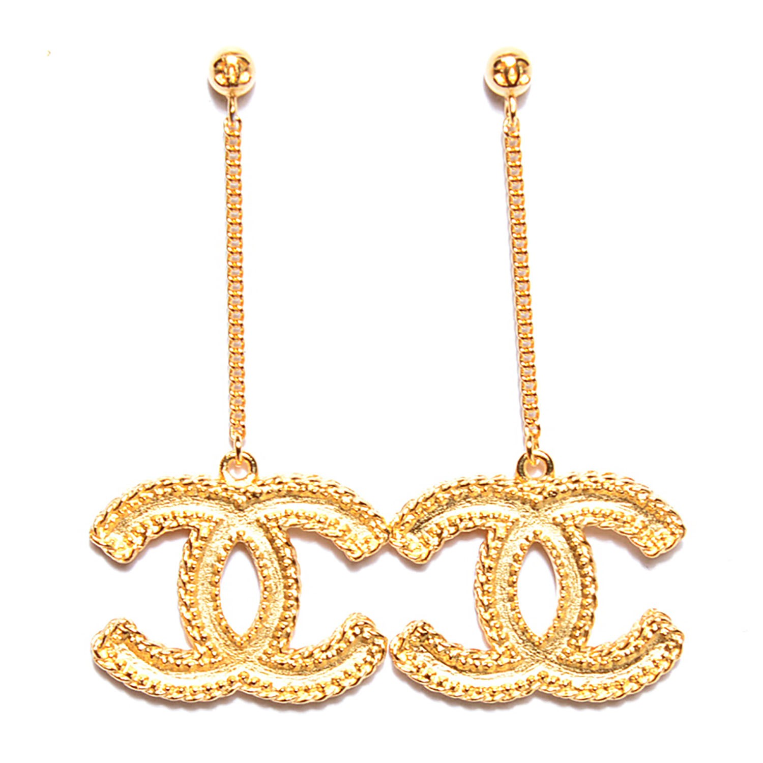 CHANEL CC Drop Earrings Matte Gold 104404