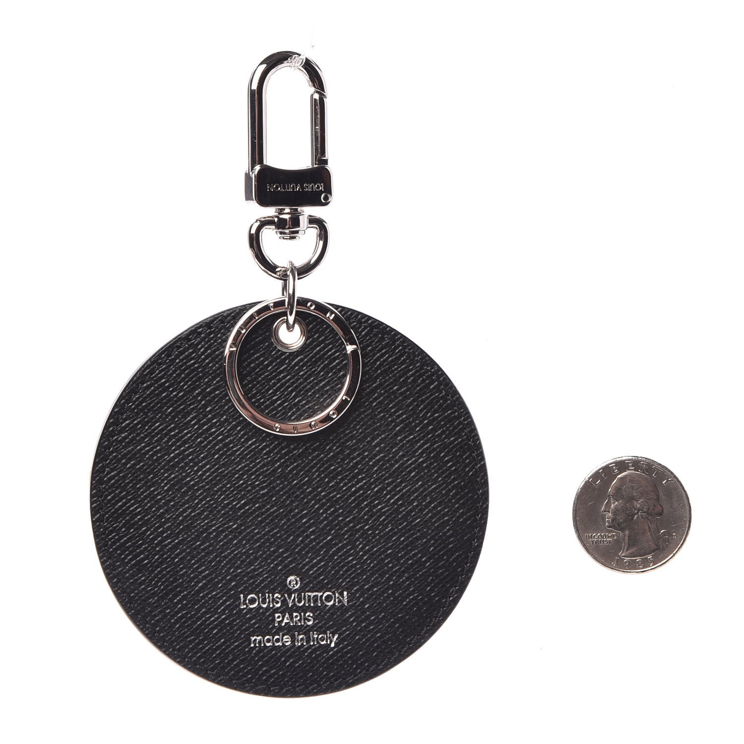 LOUIS VUITTON Monogram Eclipse White Slim Dragonne Bag Charm Key Holder  524235