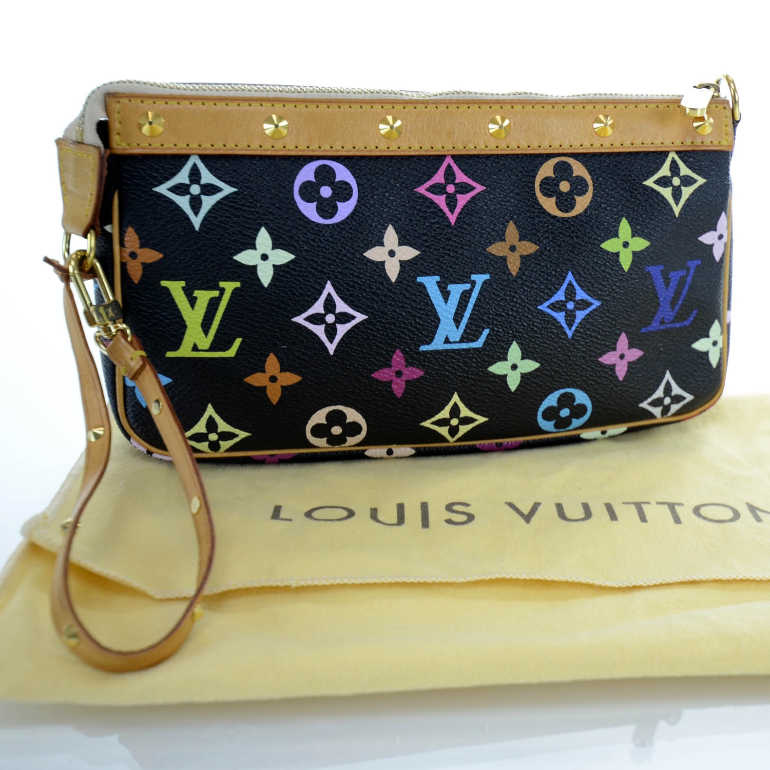 LOUIS VUITTON Monogram Multicolor Pochette Accessories Black 27716