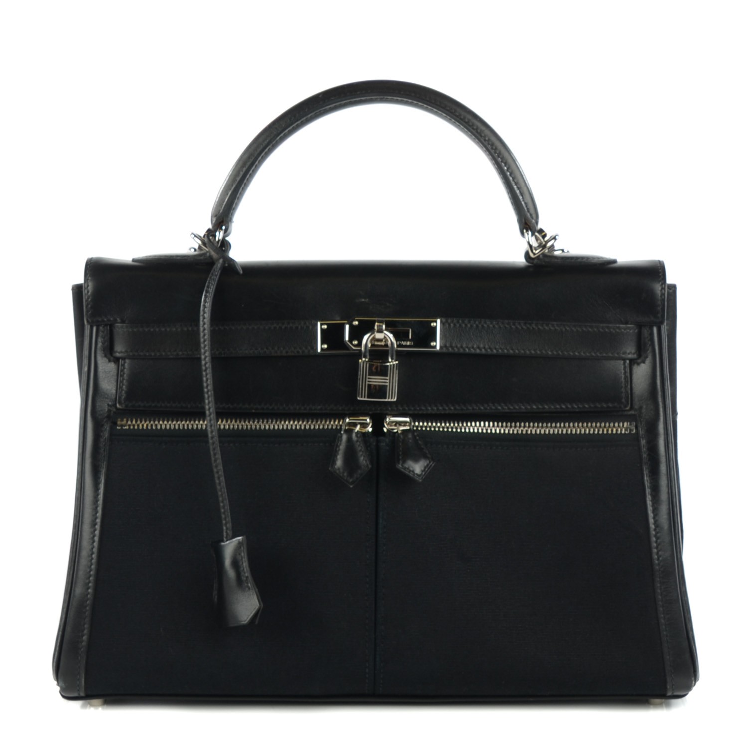 HERMES Box Toile Lakis Kelly 32 Black 116043