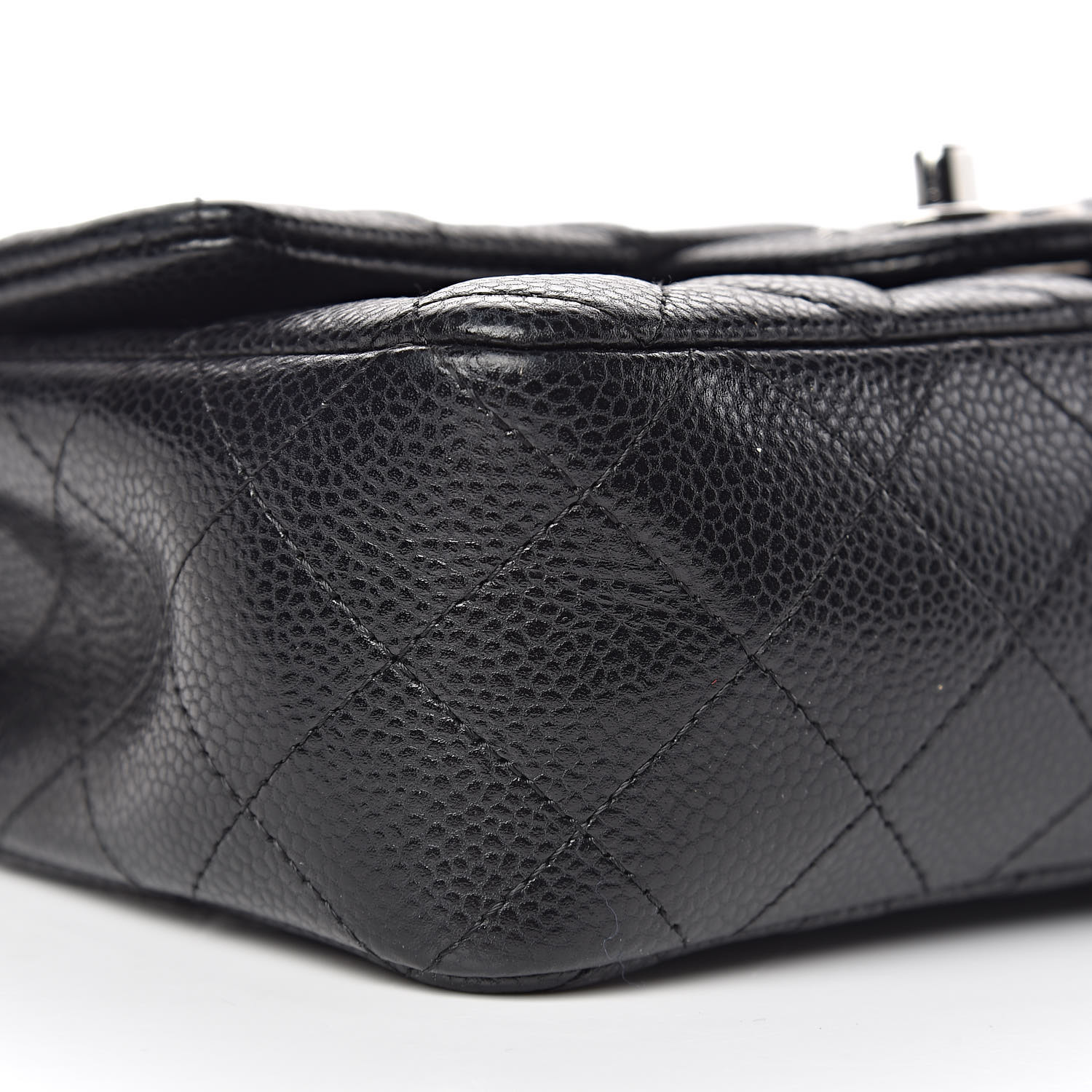 caviar quilted mini top handle rectangular flap black