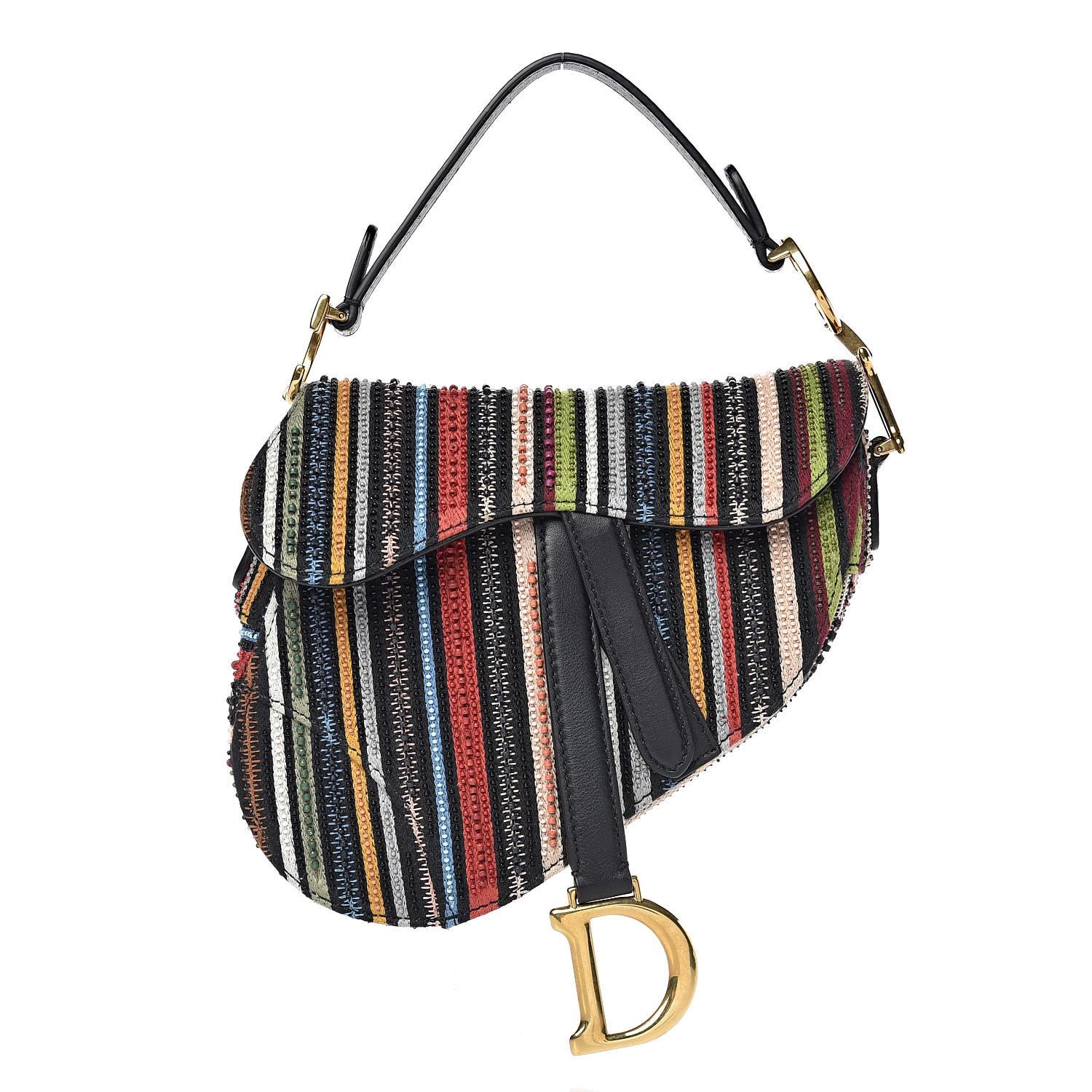 CHRISTIAN DIOR Embroidered Canvas Mini Saddle Bag Multicolor 426757