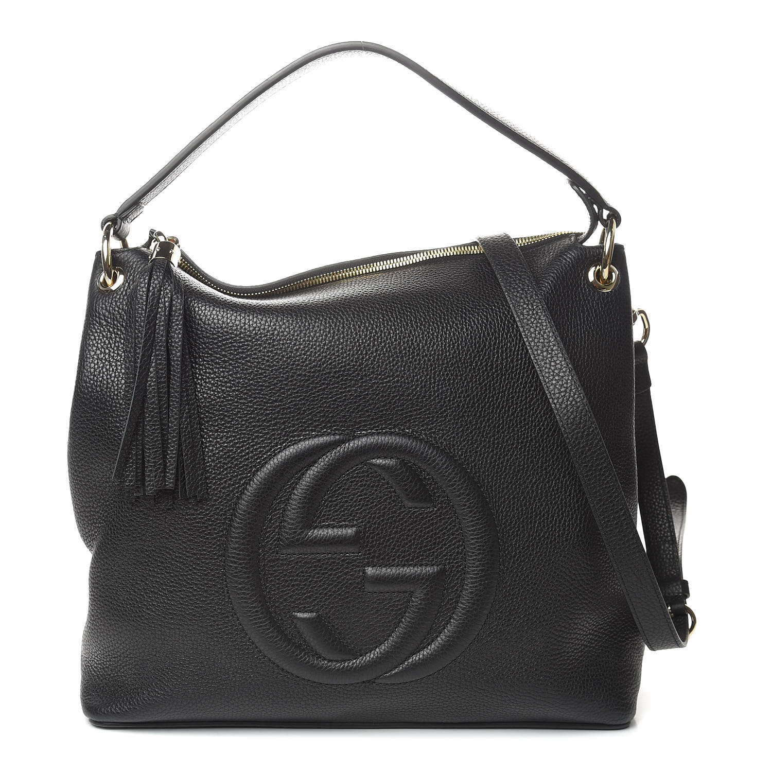 GUCCI Pebbled Calfskin Large Soho Hobo Black 483523