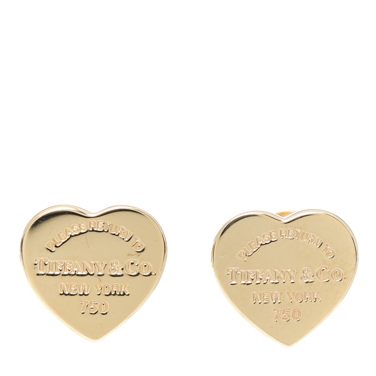 TIFFANY 18K Yellow Gold Return To Tiffany Heart Tag Earrings 604590