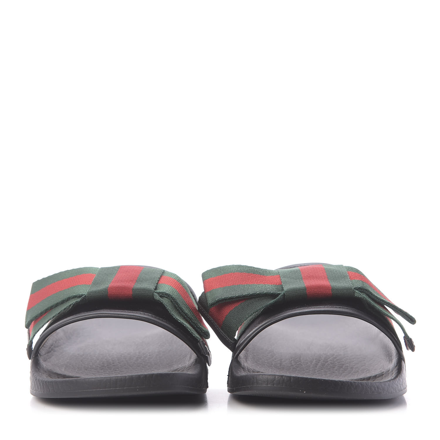 gucci black web ribbon bow slides flats