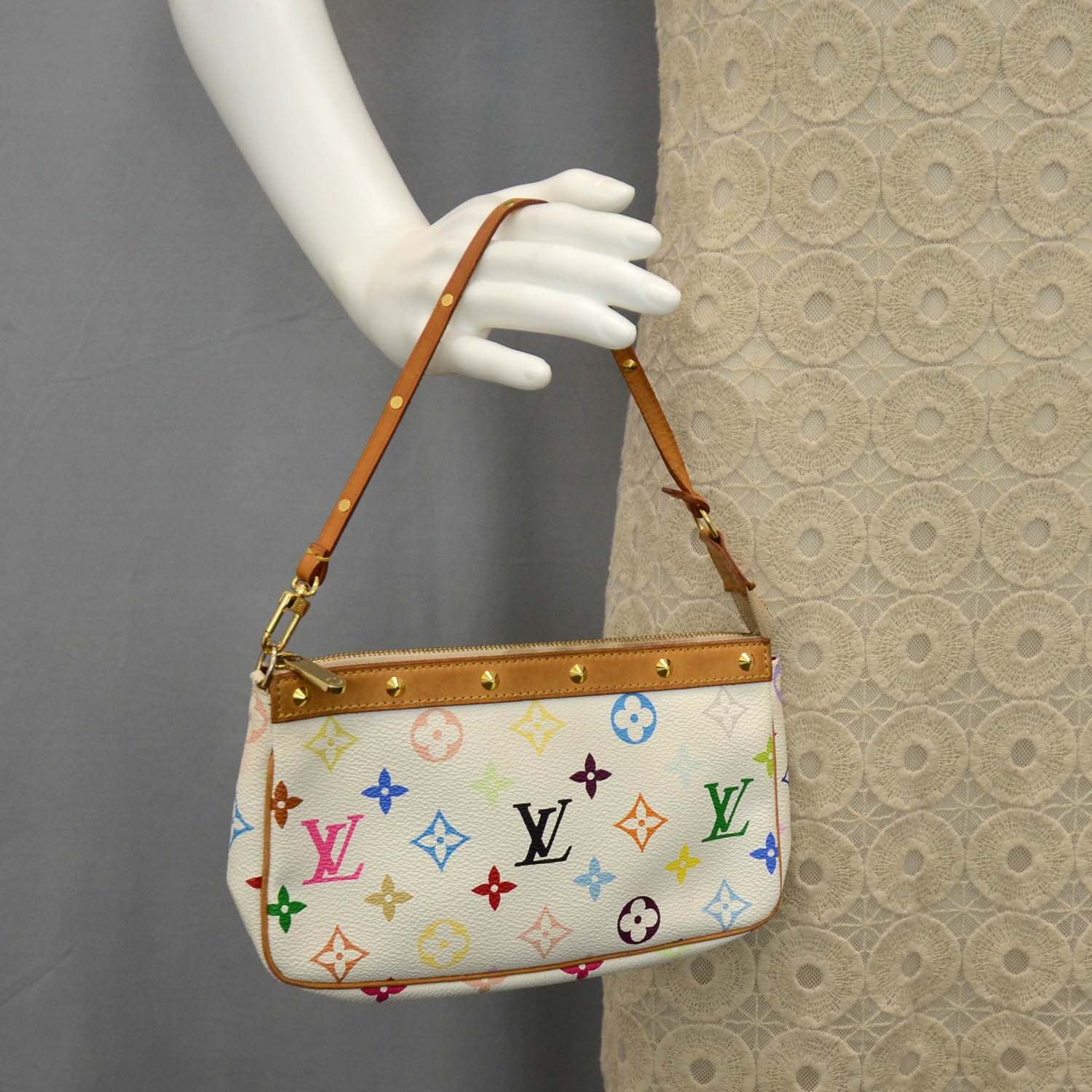 LOUIS VUITTON Multicolor Pochette Accessories White 38819