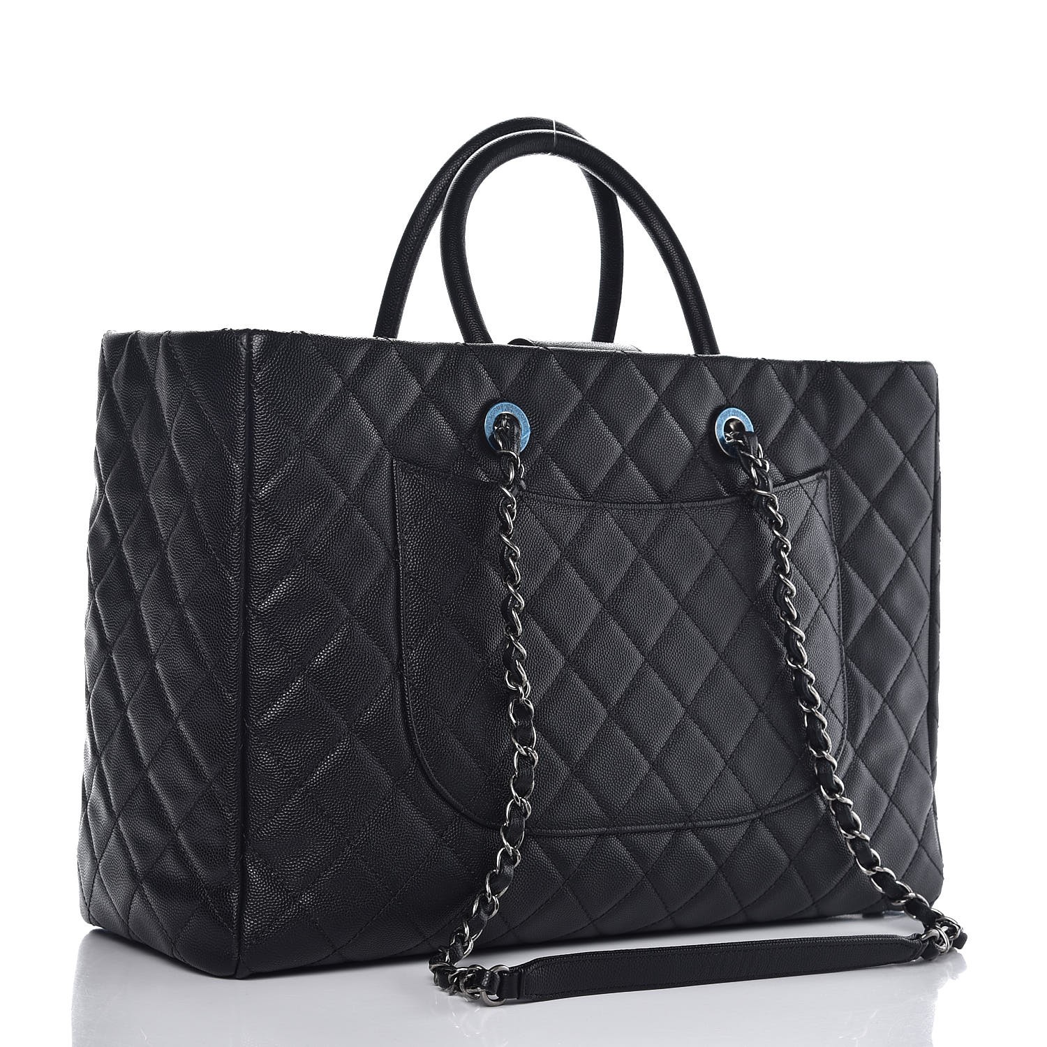 CHANEL Caviar Quilted Large Coco Handle Shopping Tote Black 279995