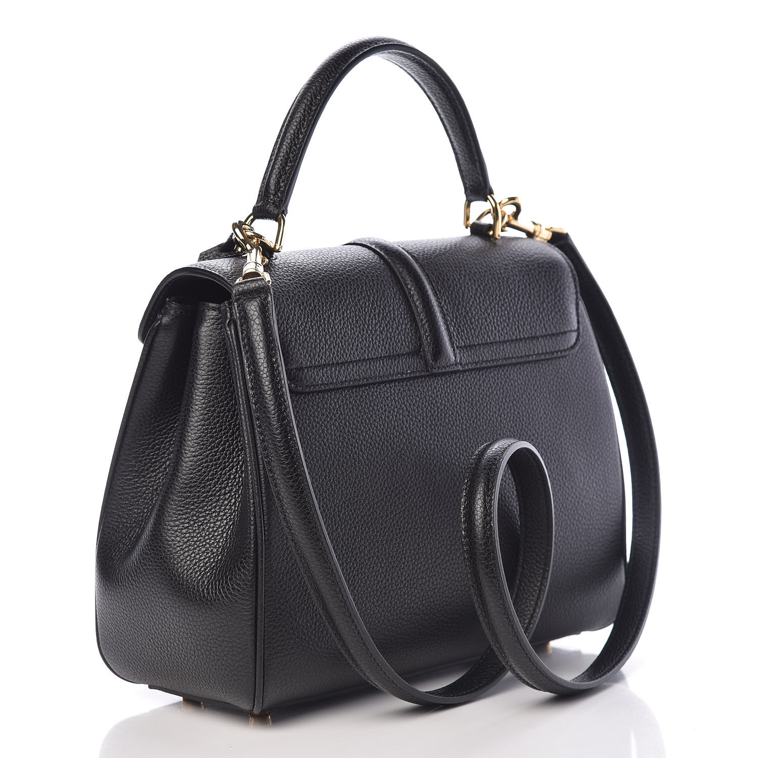 CELINE Grained Calfskin Small 16 Bag Black 458197