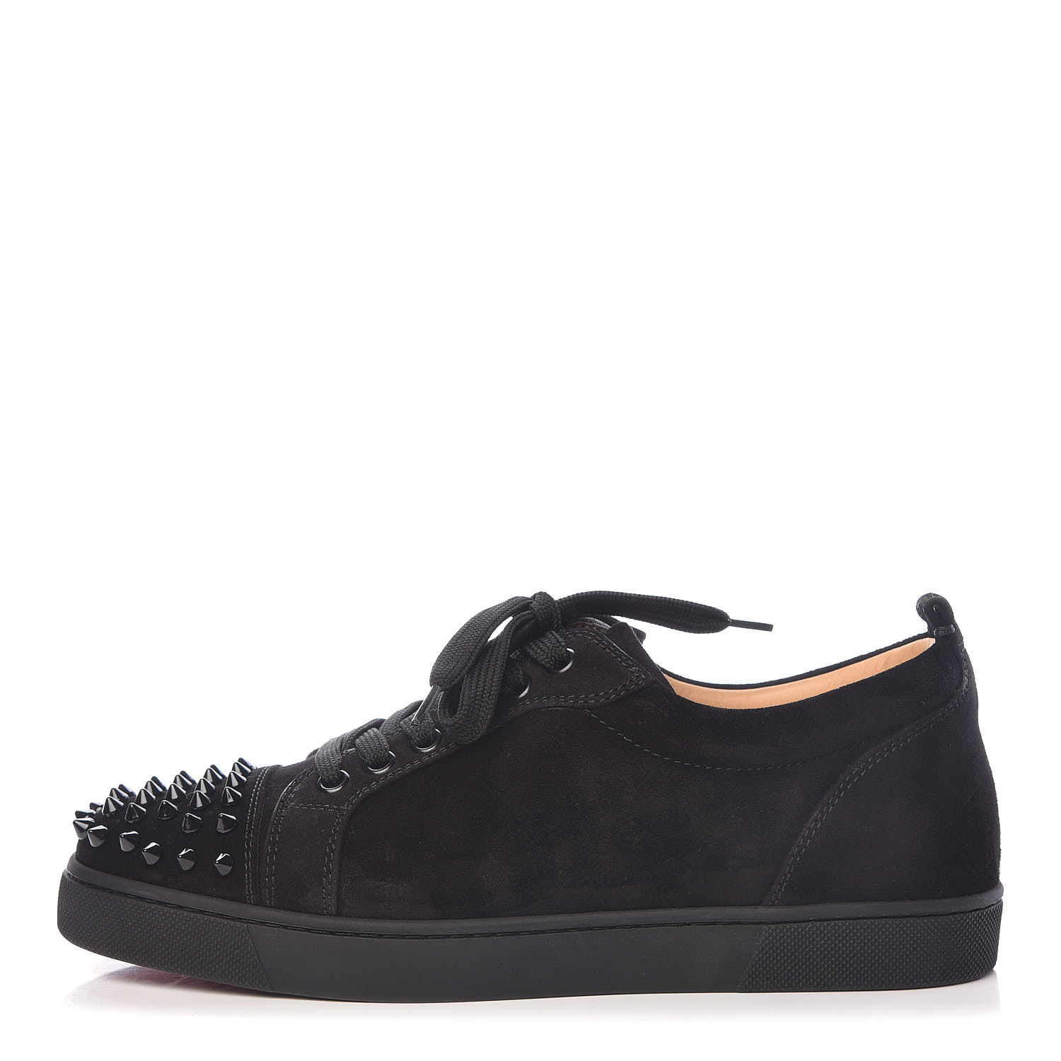 CHRISTIAN LOUBOUTIN Veau Louis Junior Spikes Flat Sneakers 38 Black 458722 | FASHIONPHILE