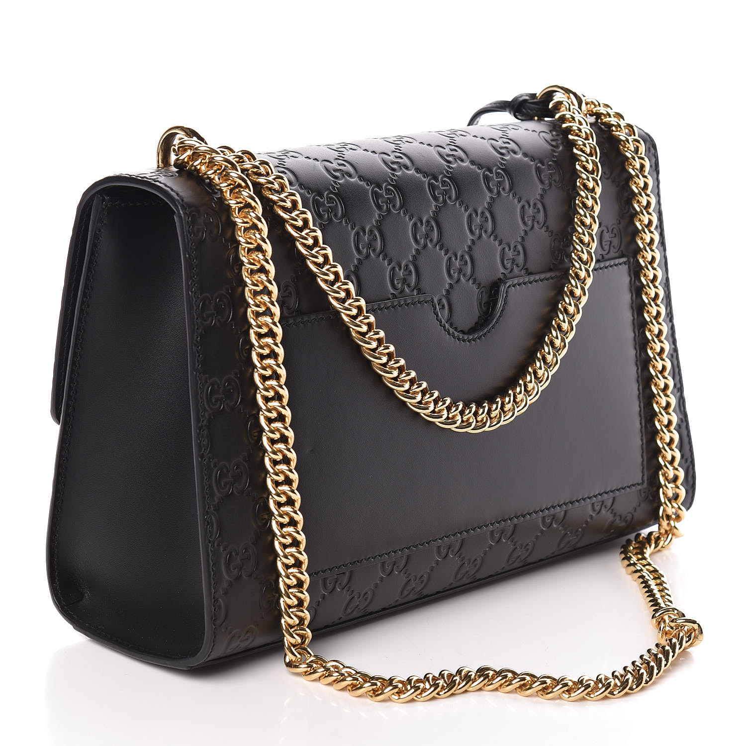 GUCCI Guccissima Medium Padlock Shoulder Bag Black 458985