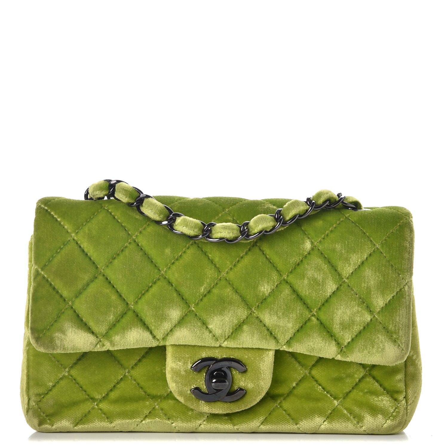 chanel green velvet bag