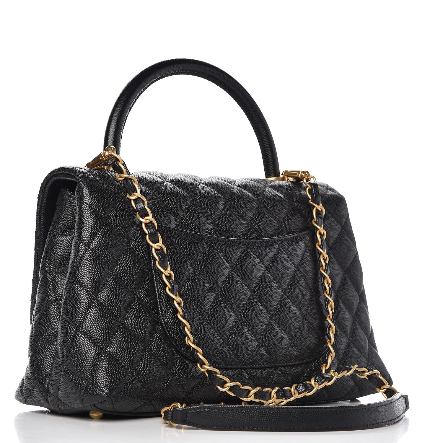 caviar quilted extra mini coco handle flap black