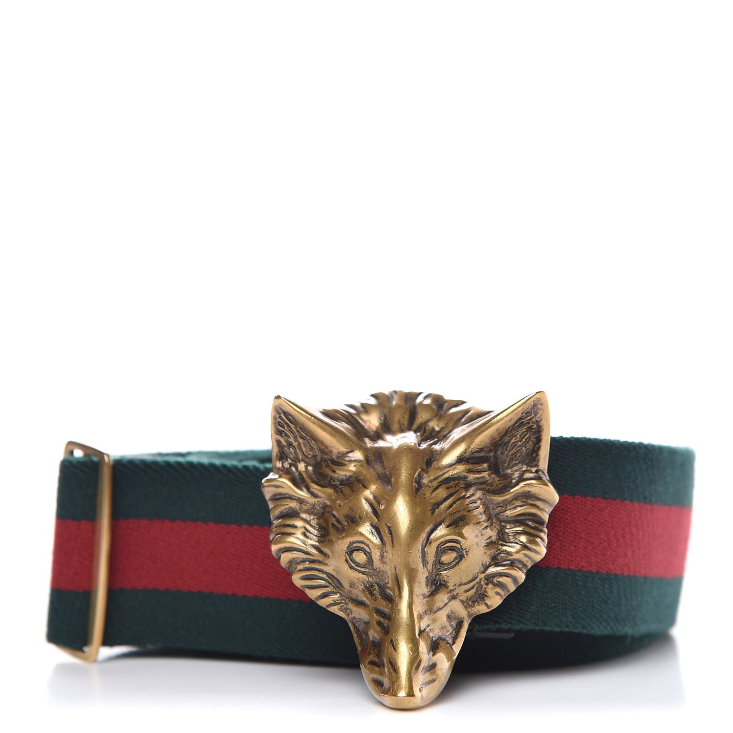 GUCCI Canvas Web Wolf Belt 95 38 Green 