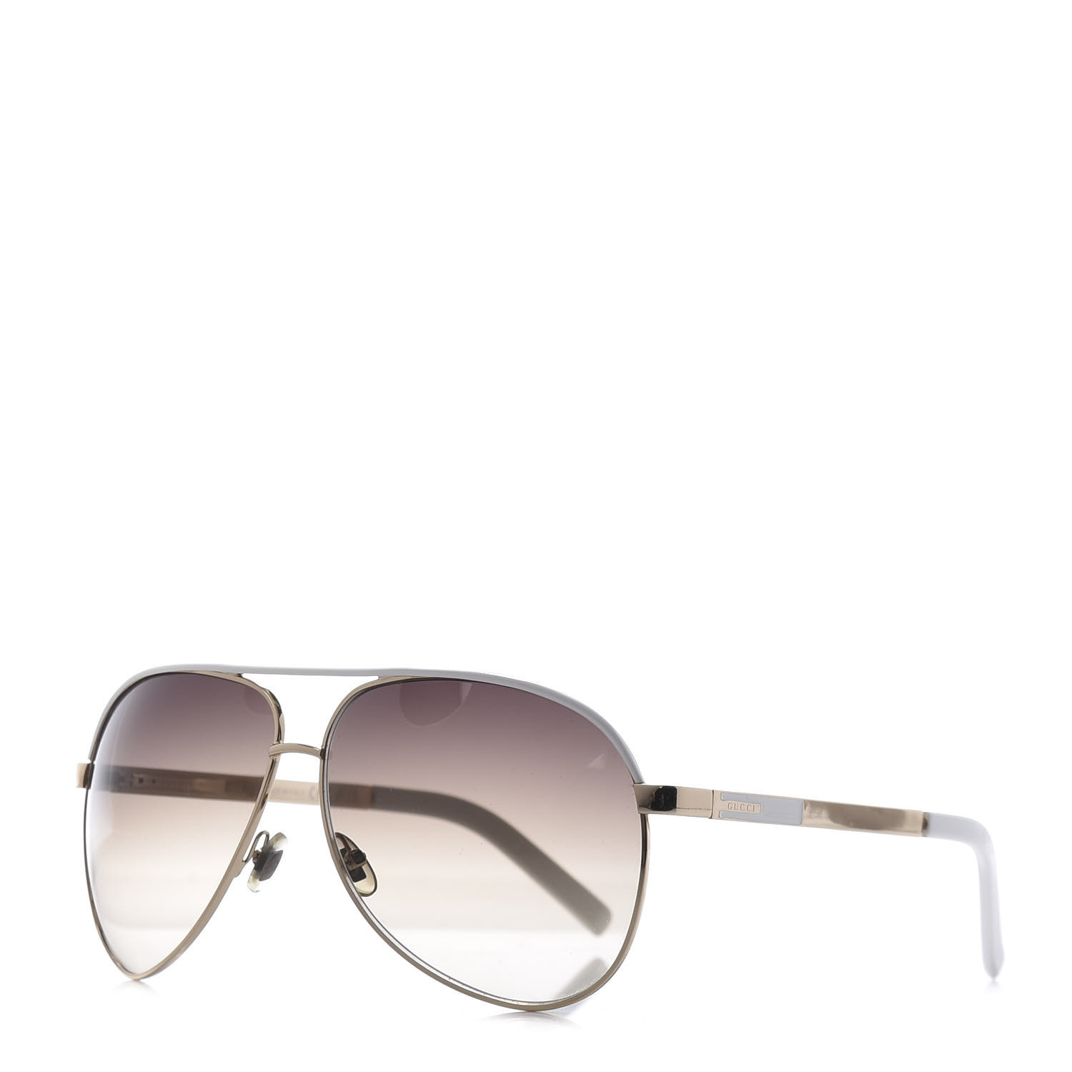 gucci white and gold aviator sunglasses