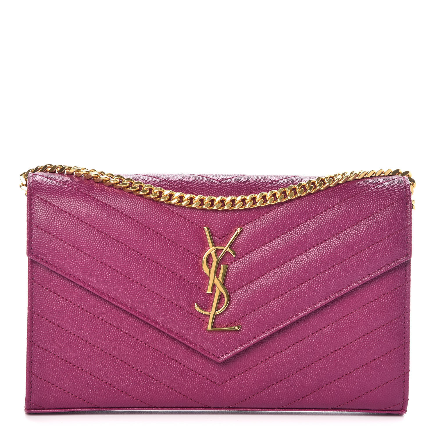 large monogram quilted leather wallet on a chain saint laurent