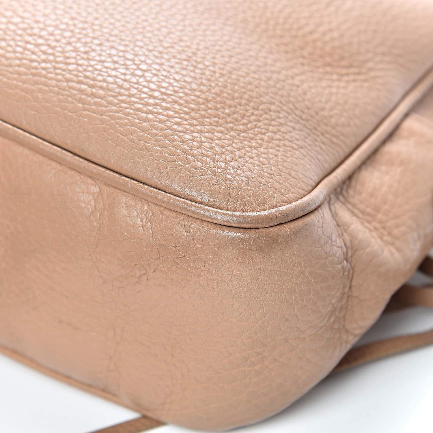 GUCCI Pebbled Calfskin Small Soho Chain Shoulder Bag Rose Beige 540439