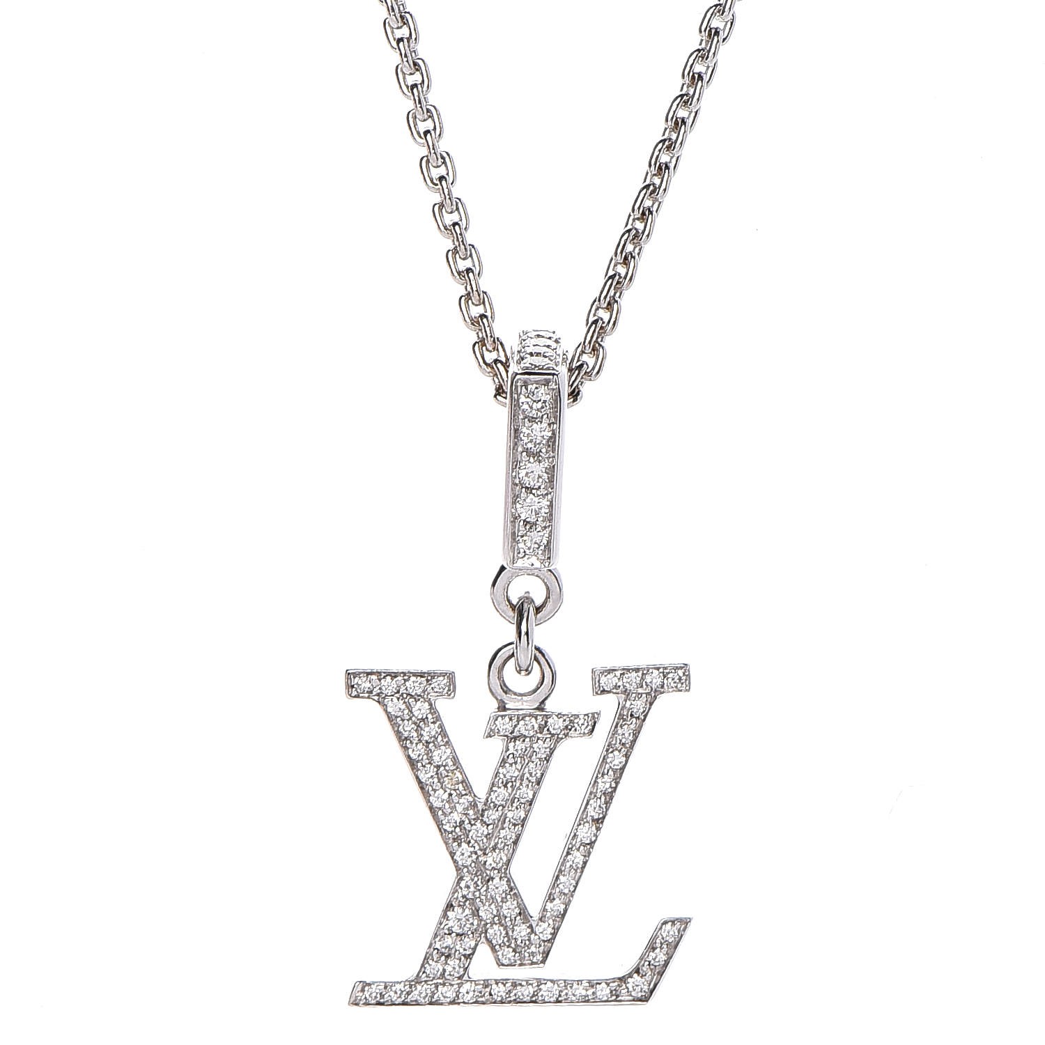 LOUIS VUITTON Monogram Ring Necklace M62485 Silver Women's