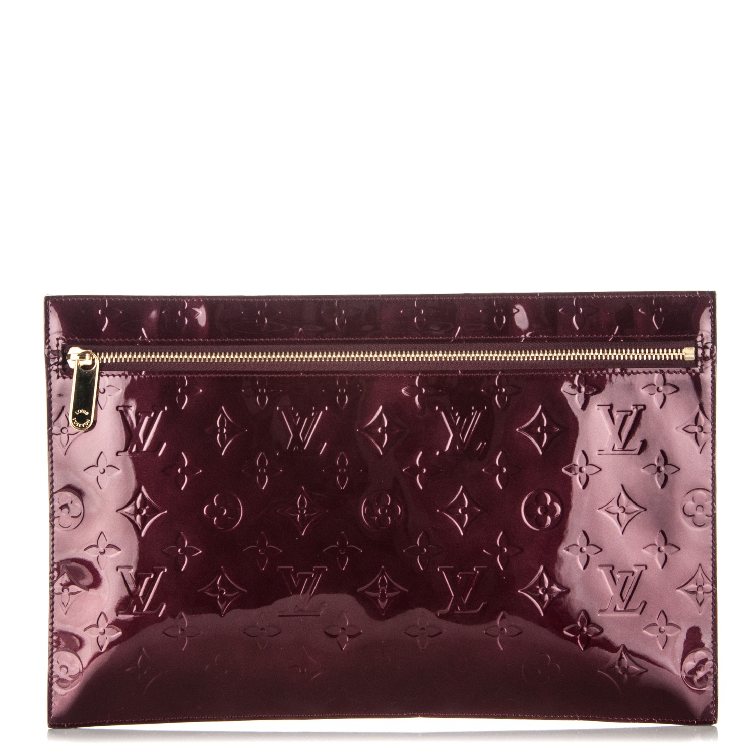 LOUIS VUITTON Vernis Pershing Square Clutch GM Rouge Fauviste 179628