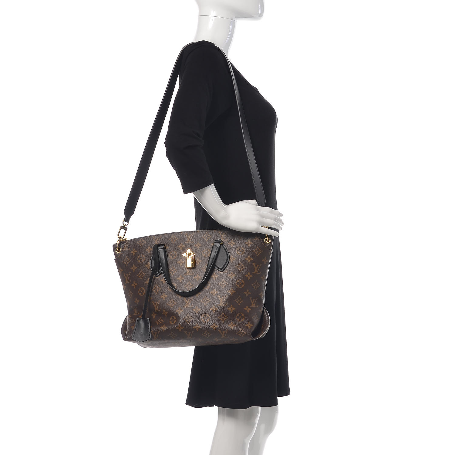 LOUIS VUITTON Monogram Flower Zipped Tote MM Black 403129