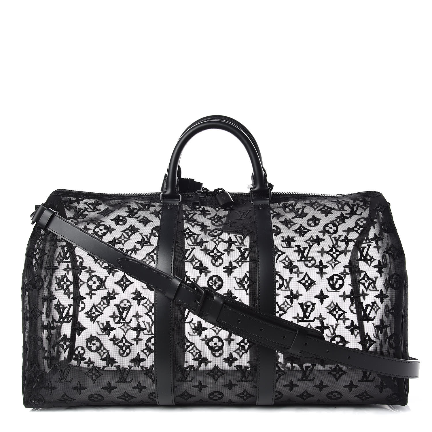 LOUIS VUITTON Monogram See Through Keepall Bandouliere 50 Black 403872