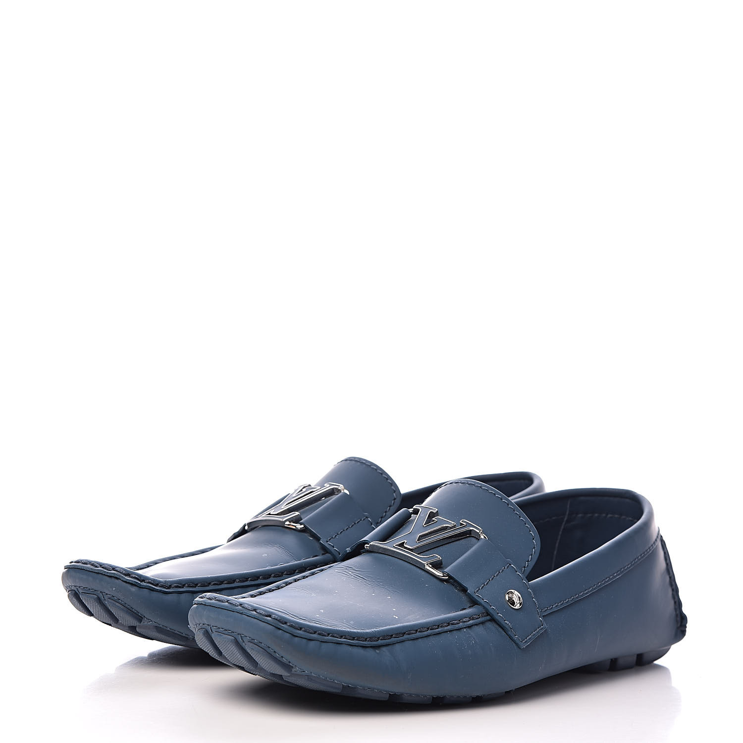 LOUIS VUITTON Calfskin Mens Monte Carlo Car Shoe Moccasin Loafers 9.5 Blue 506702