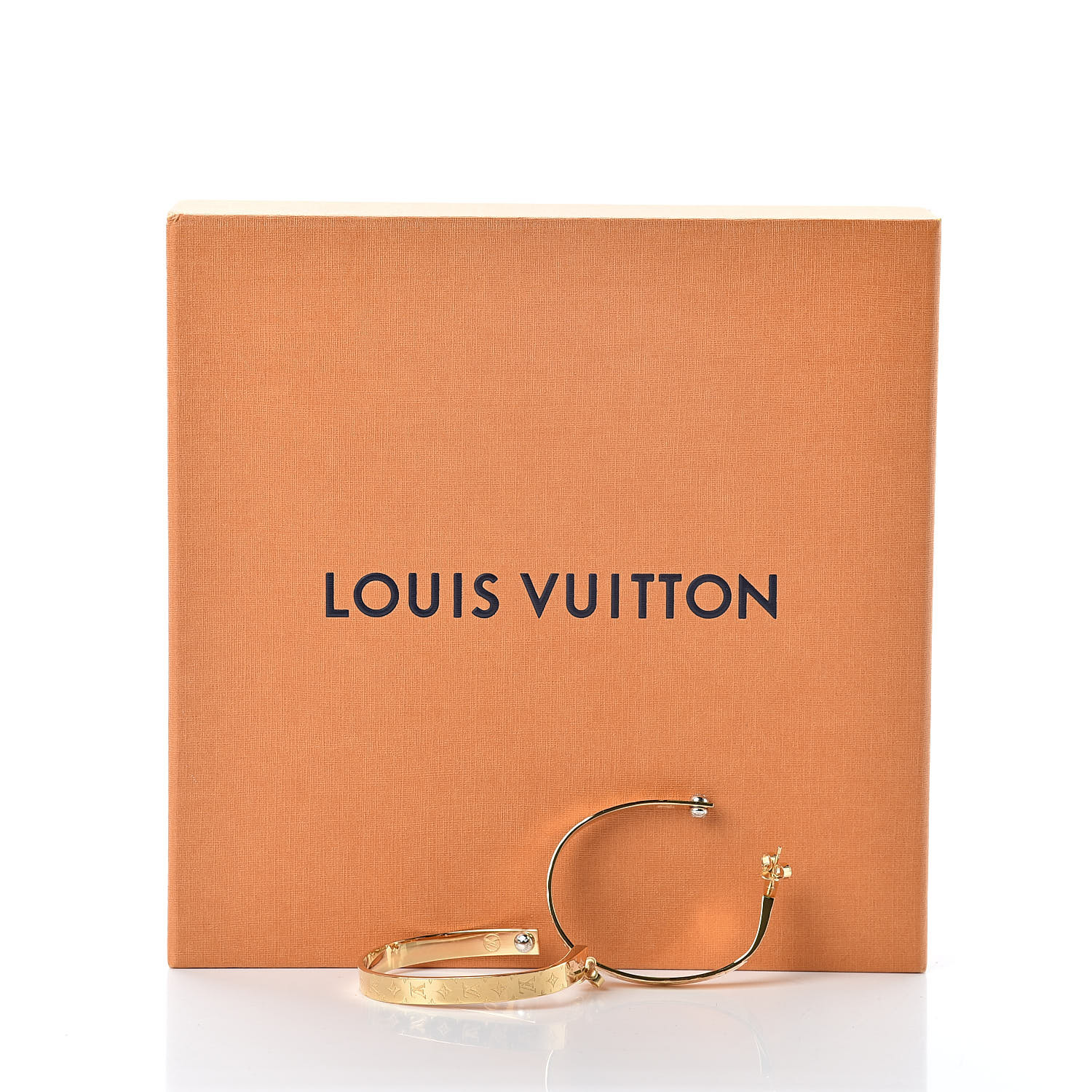 LOUIS VUITTON Nanogram Hoop Earrings Gold 505442