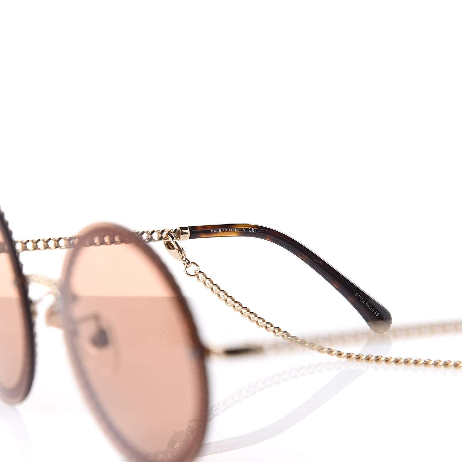 chanel round sunglasses with chain