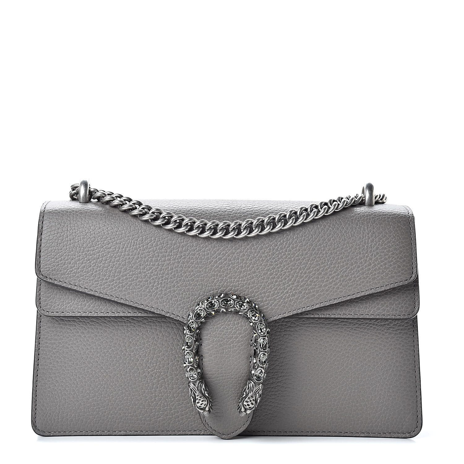 GUCCI Pebbled Calfskin Small Dionysus Shoulder Bag Dusty Grey 506618