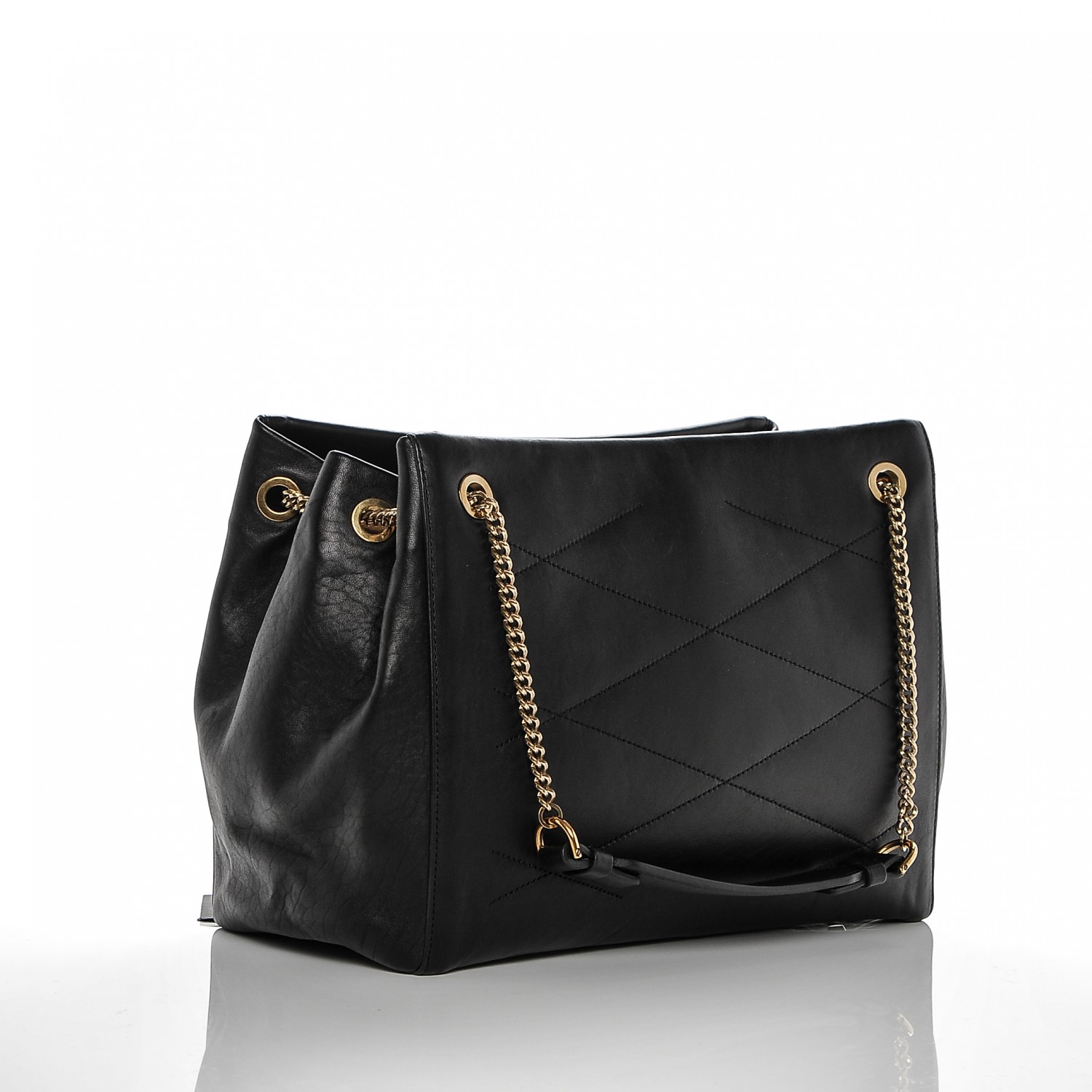 LANVIN Lambskin Quilted Medium Sugar Shoulder Bag Black 190029