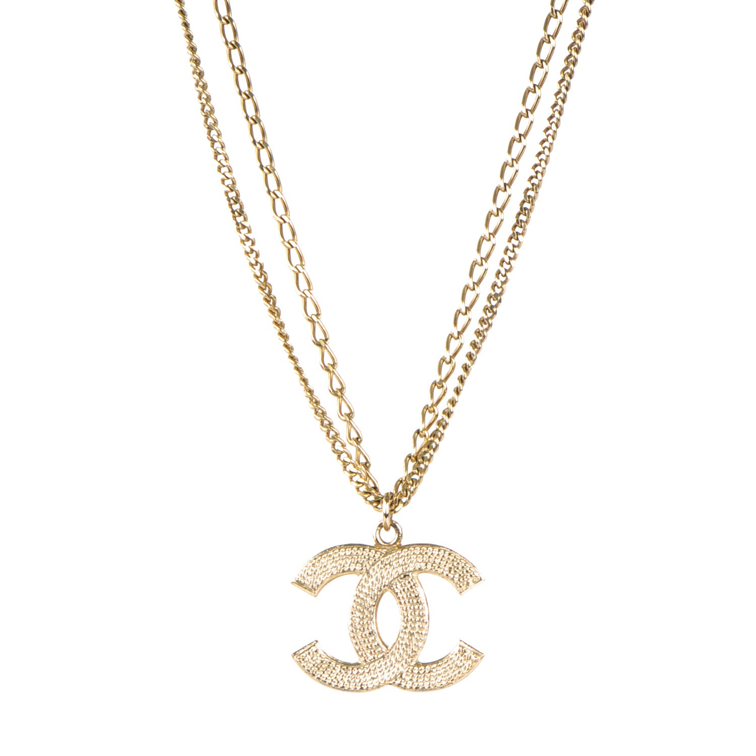 CHANEL Double Chain CC Necklace Gold 167058