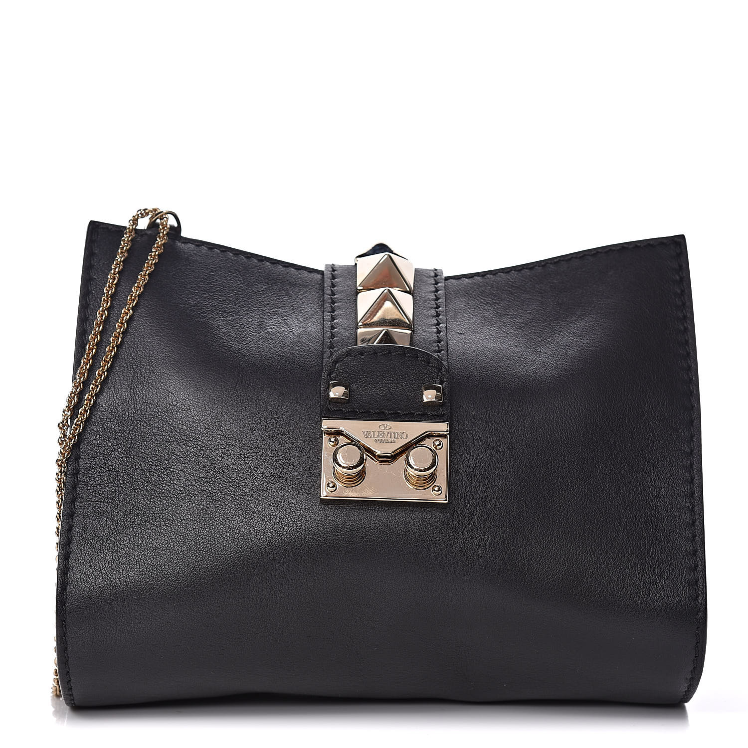 Valentino Vitello Rockstud Messenger Bag Black