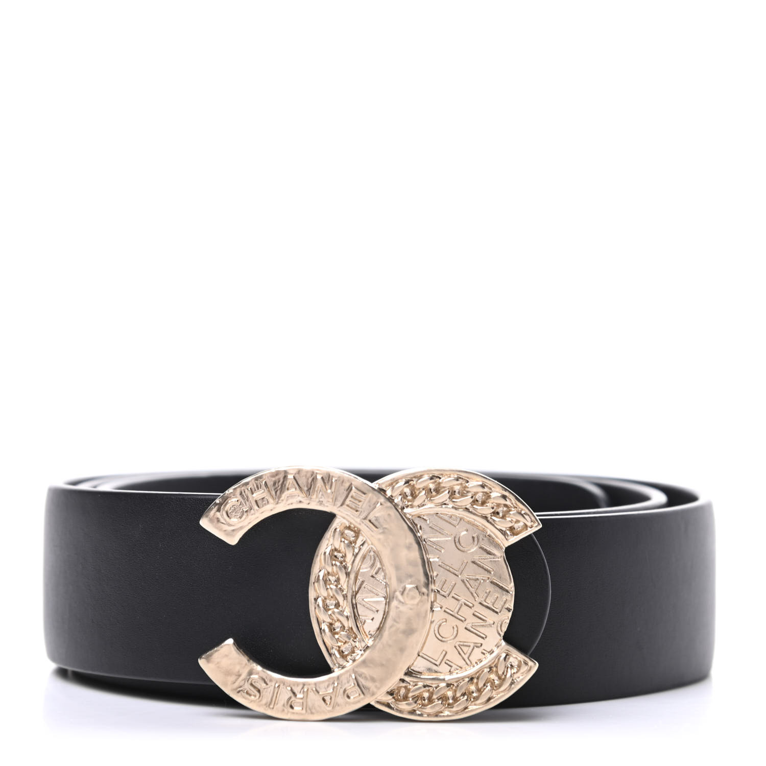 Chanel Calfskin Cc Paris Chain Belt 75 30 Black Fashionphile