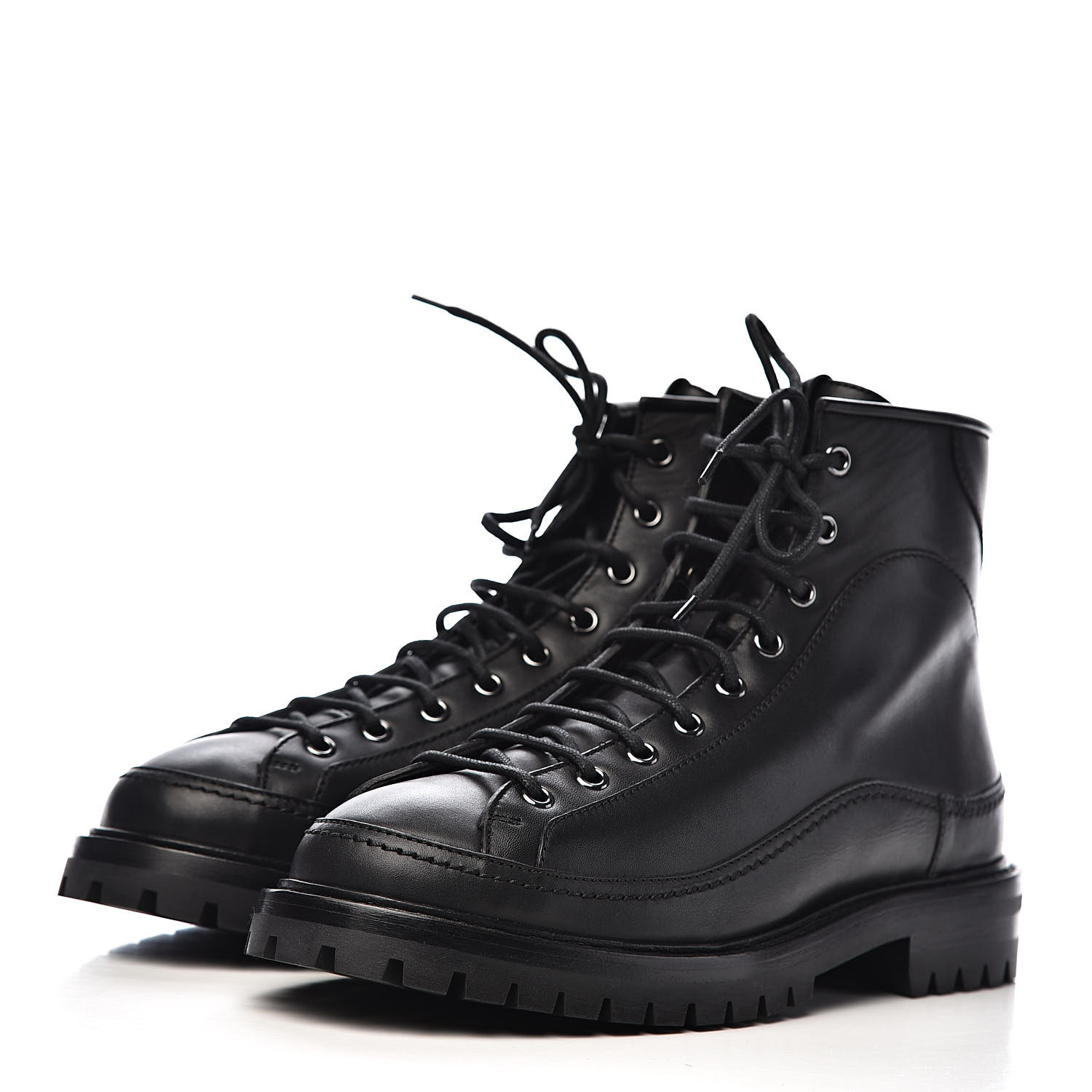VALENTINO Calfskin Rockstud Mens Combat Boots 40 Black 529213