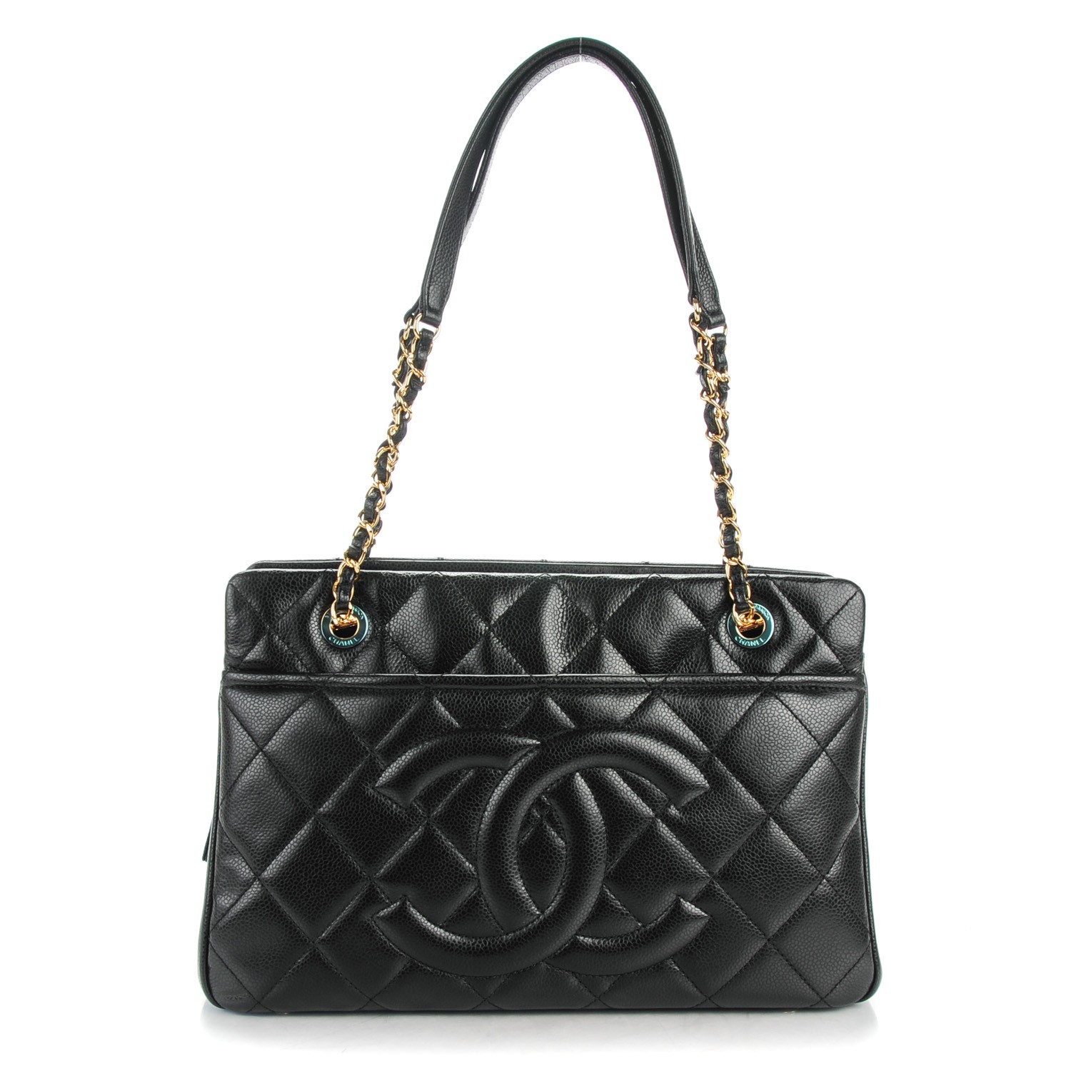 CHANEL Caviar Quilted CC Timeless Tote Black 148846