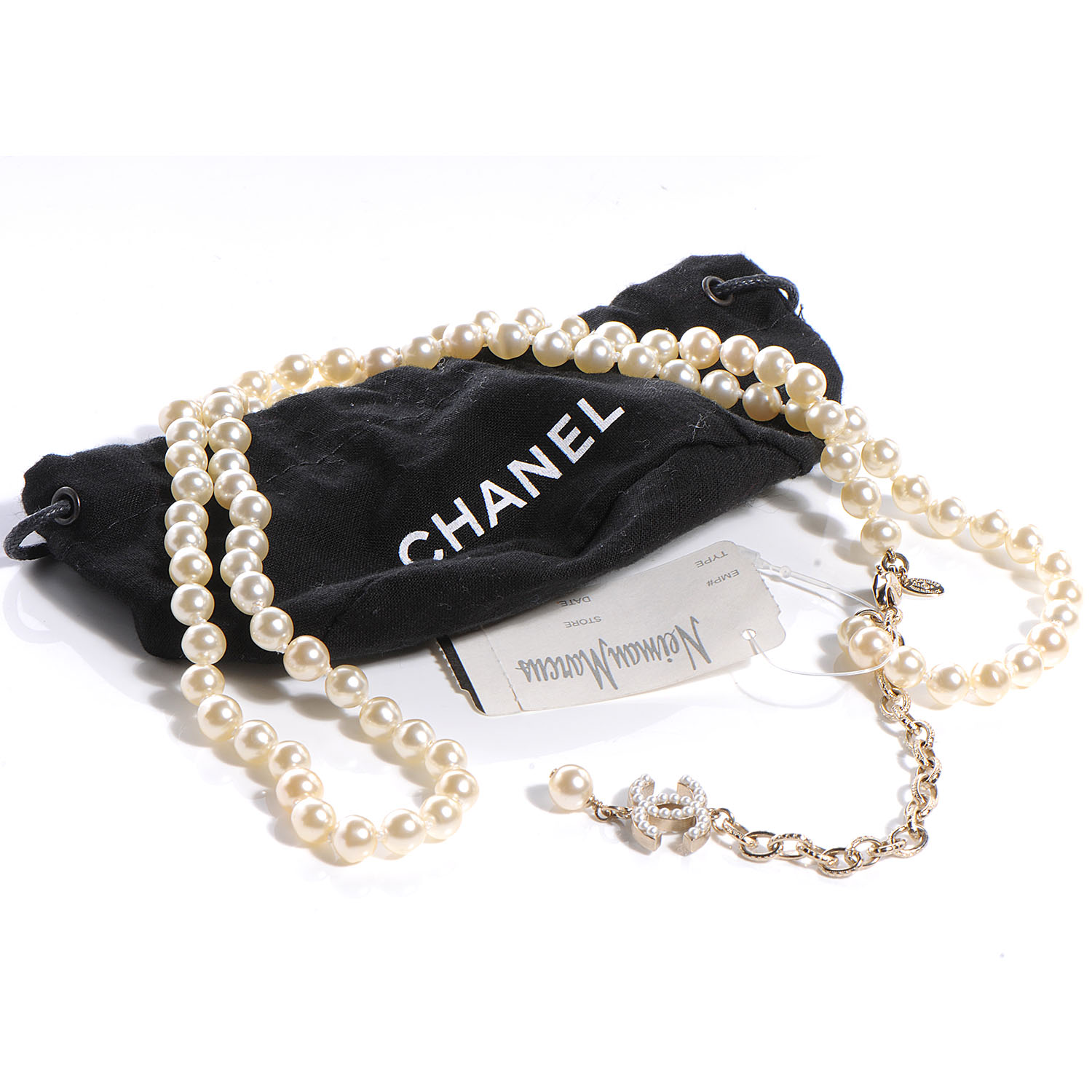CHANEL Timeless Classic Faux CC Pearl Chain Belt Gold 53548